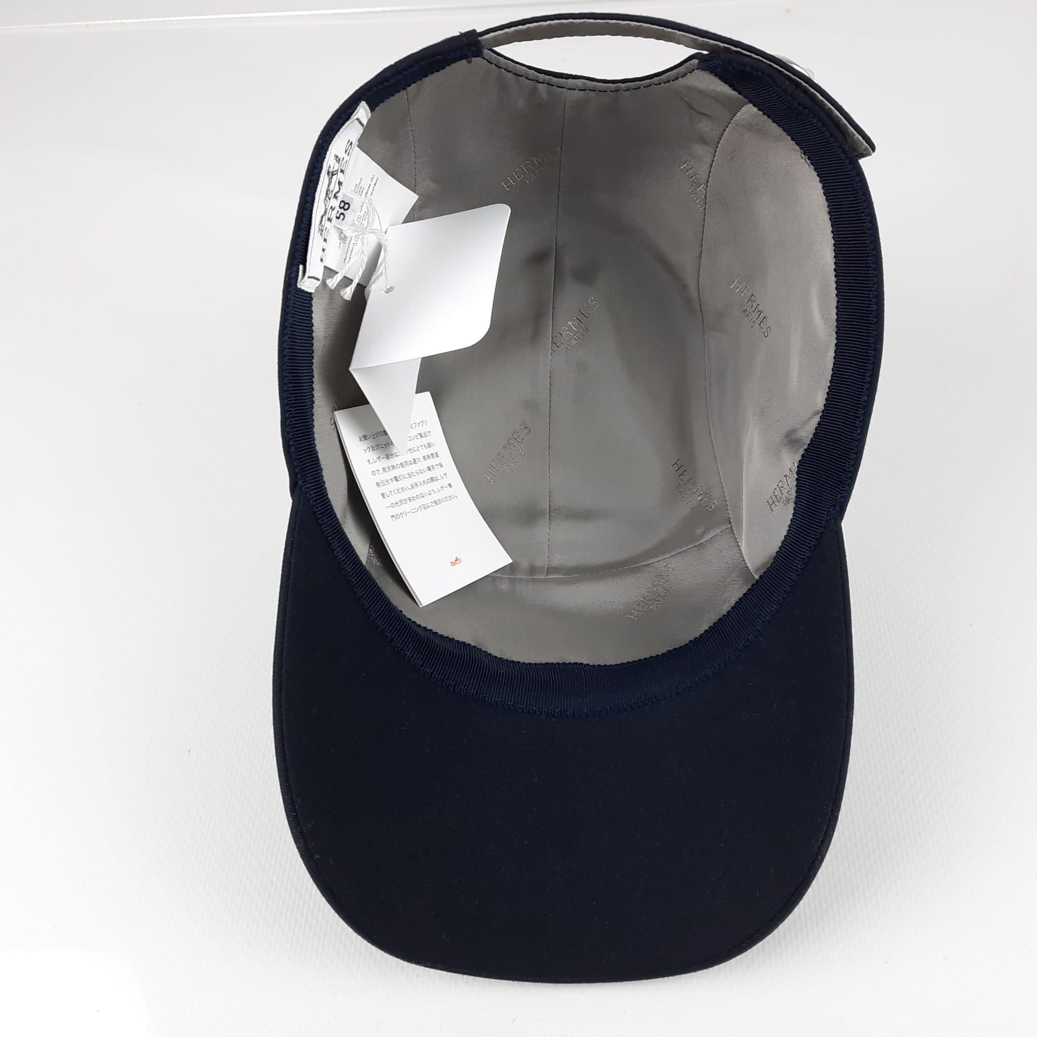 Hermes Nevada Super H Cap Color Marine Cotton Size 58cm M  2