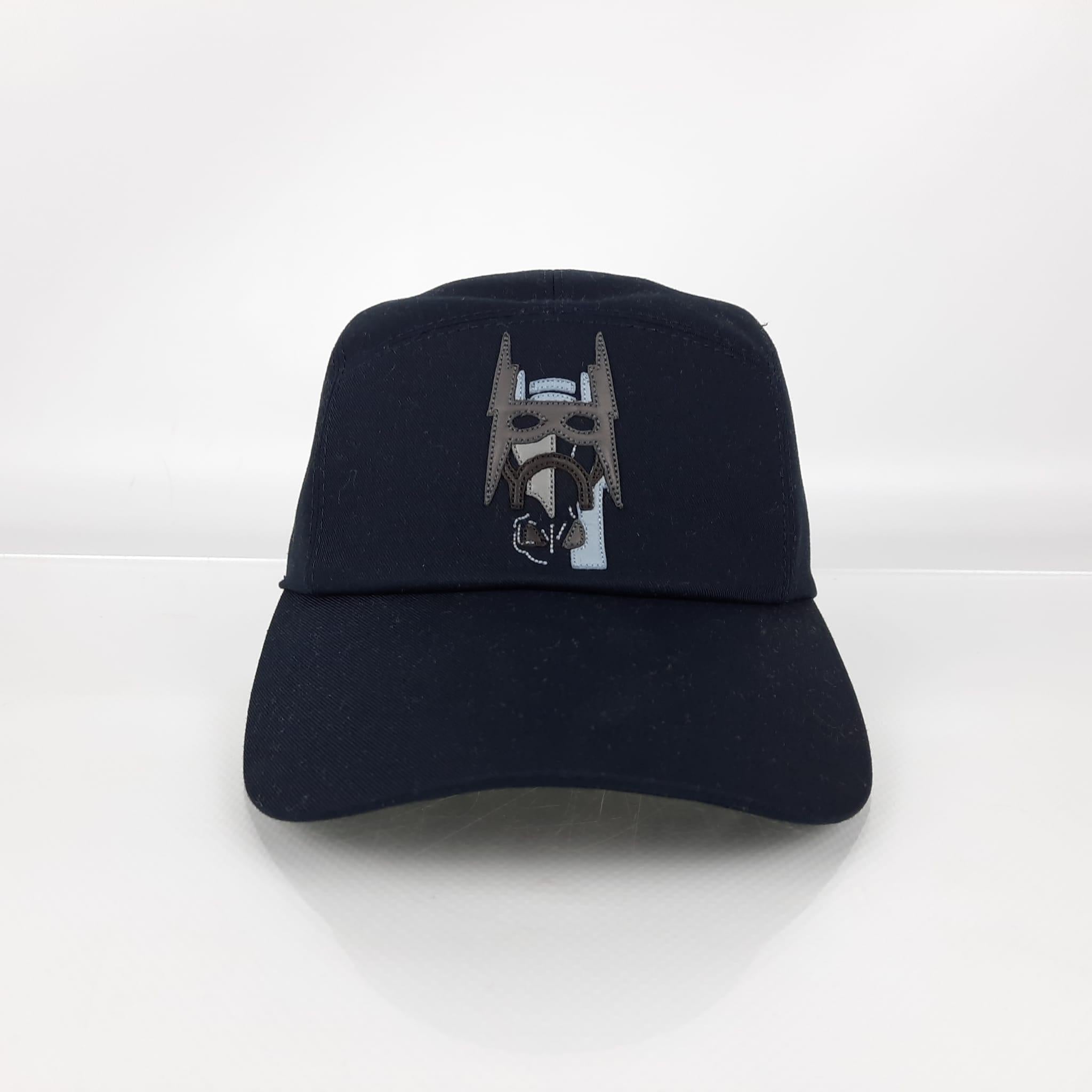 Hermes Nevada Super H Cap Color Marine Cotton Size 58cm M  3