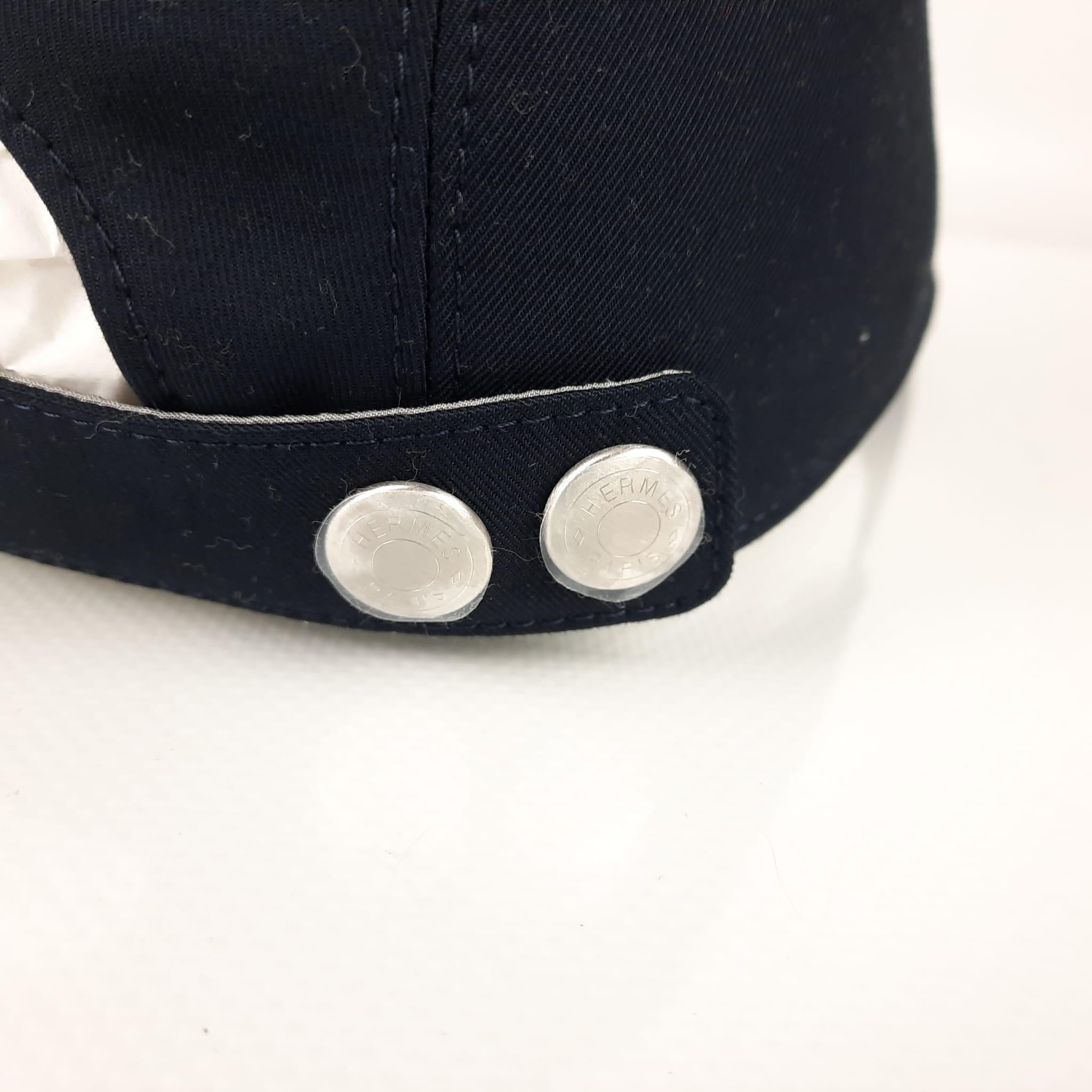 Hermes Nevada Super H Cap Color Marine Cotton Size 58cm M 4