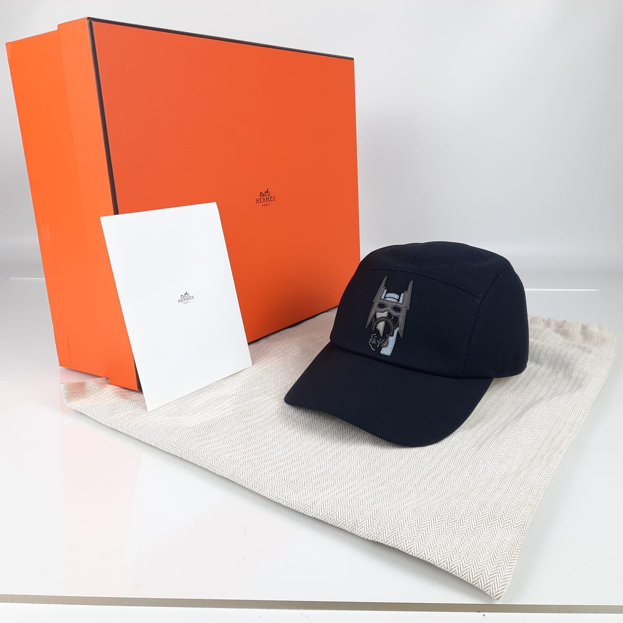 Hermes Nevada Super H Cap Color Marine Cotton Size 58cm M  5