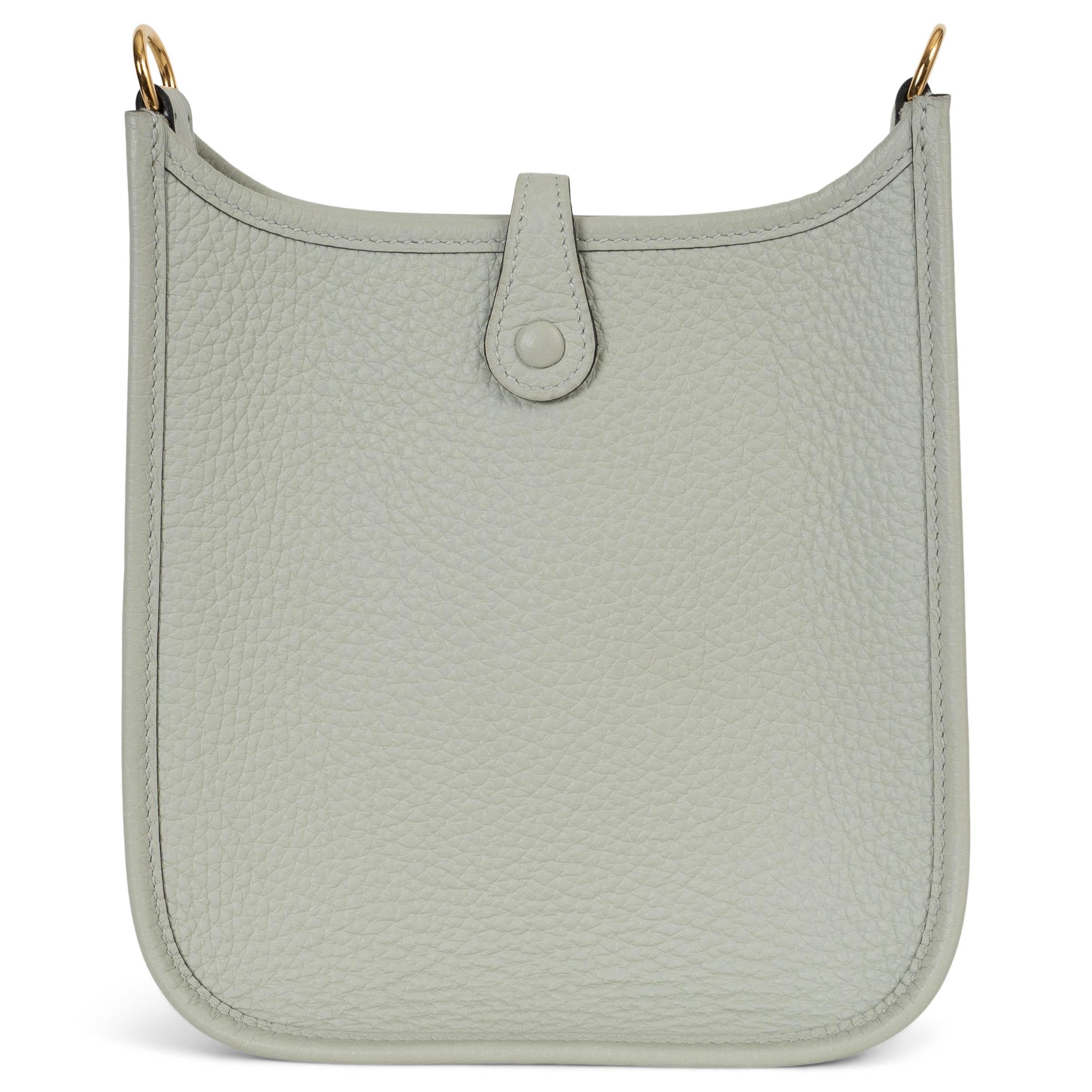 Gray HERMES Neve grey Clemence leather MINI EVELYNE 16 TPM Bag Ghw For Sale
