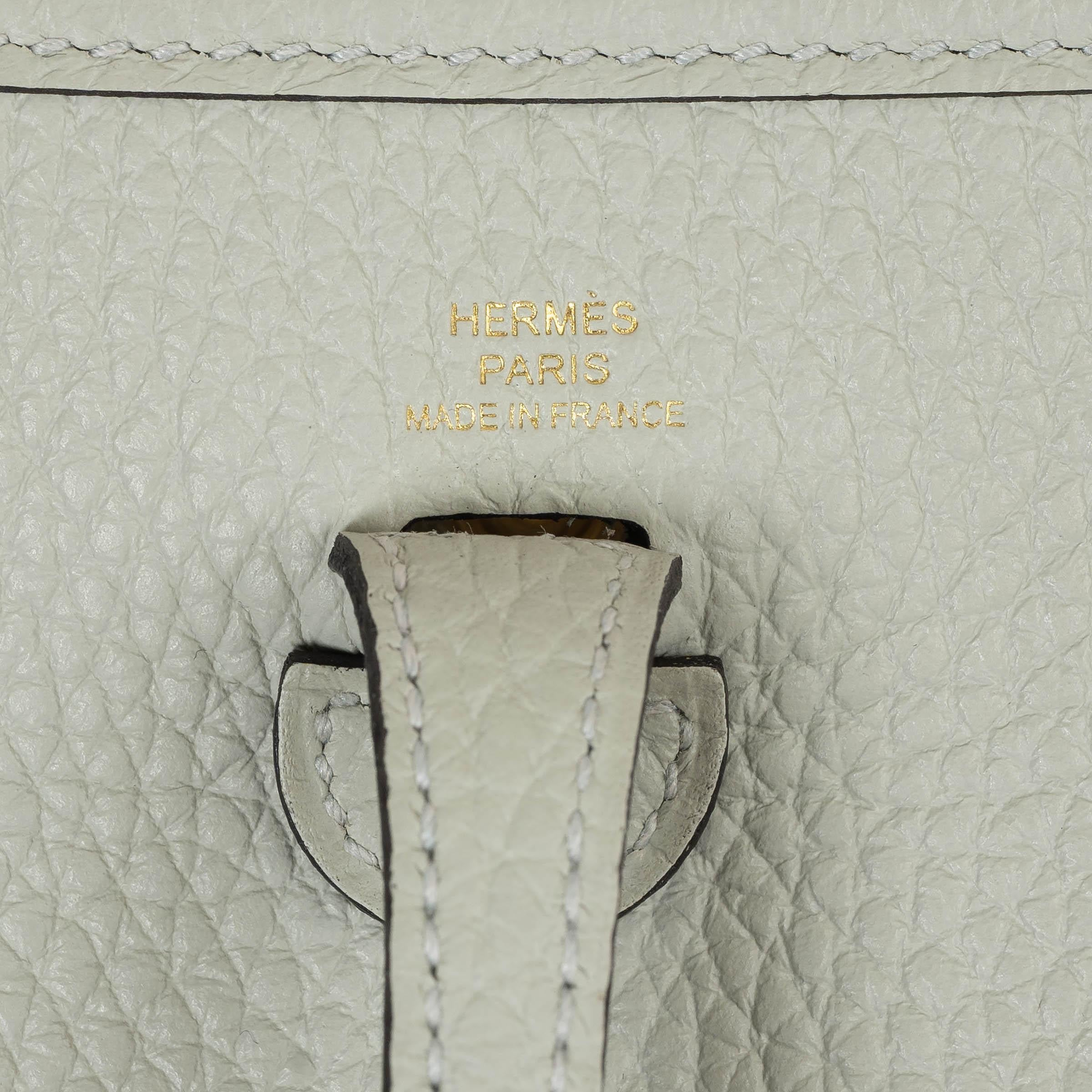 Women's HERMES Neve grey Clemence leather MINI EVELYNE 16 TPM Bag Ghw For Sale