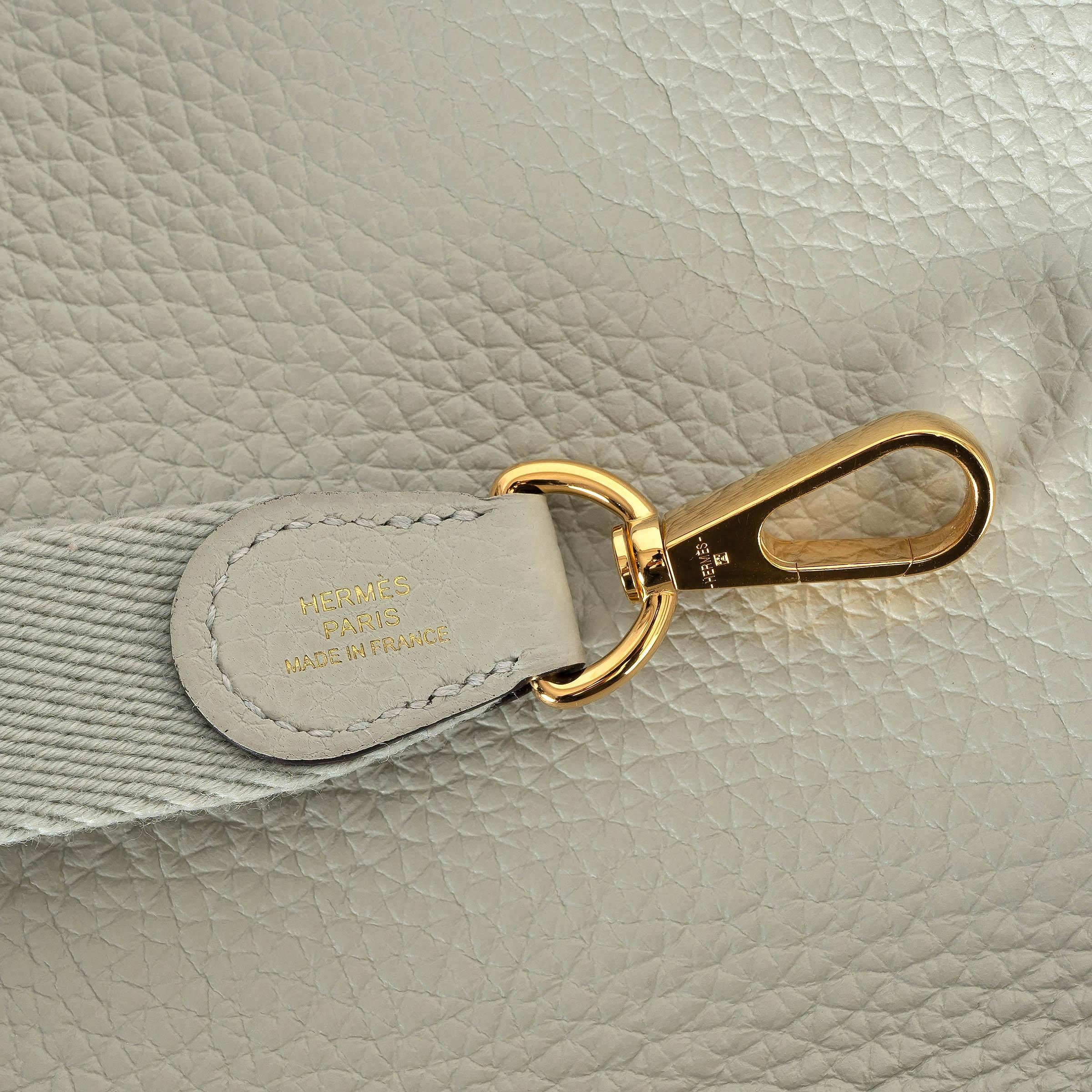 HERMES Neve grey Clemence leather MINI EVELYNE 16 TPM Bag Ghw For Sale 1