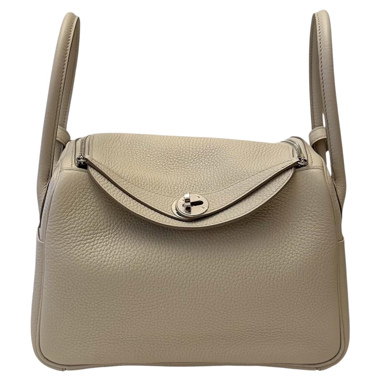 Hermès Sac en cuir Lindy 26 Beton Clemence jamais porté en vente