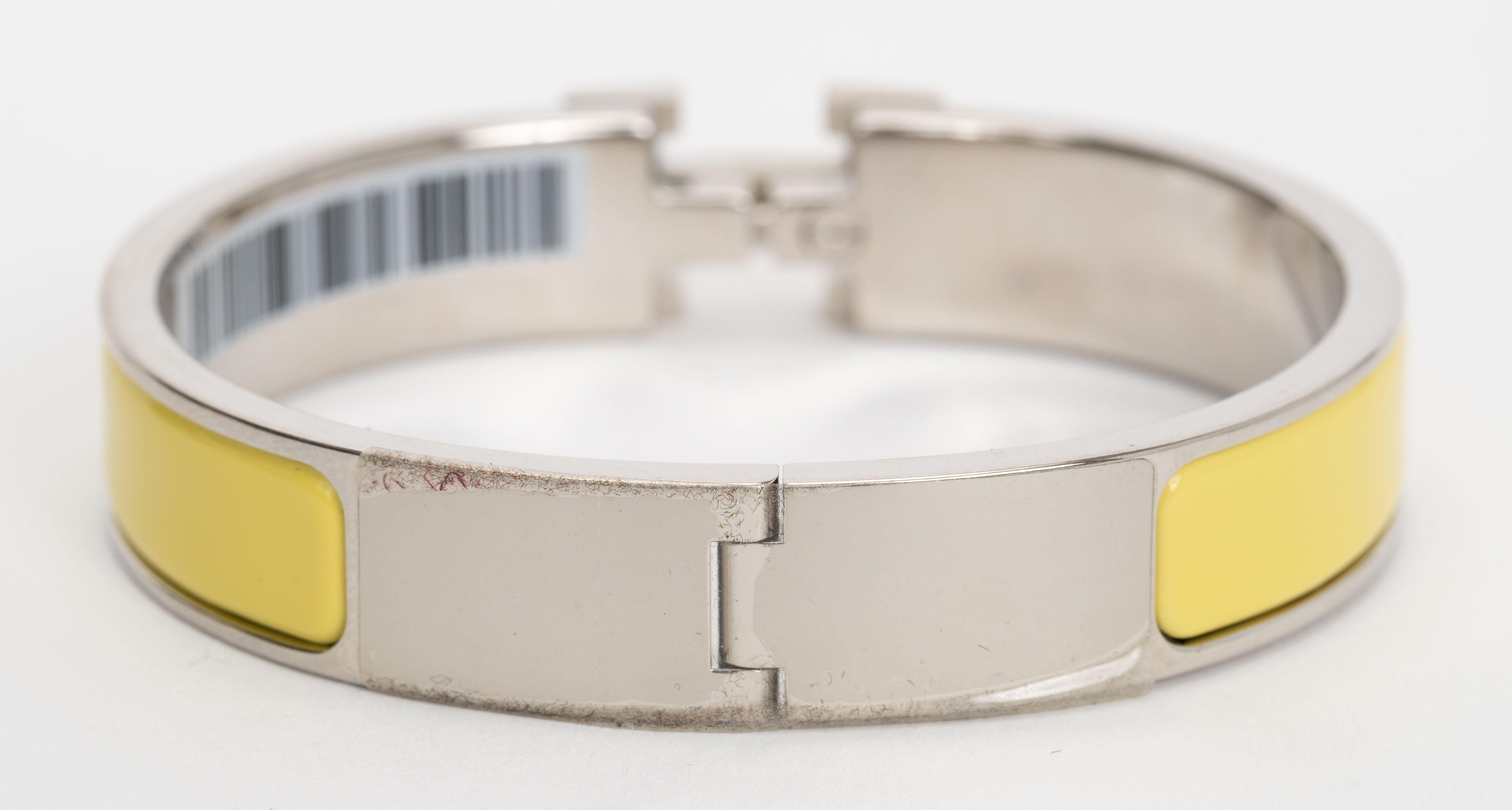 Hermes New 2 Tone Clic H Thin Bracelet In New Condition For Sale In West Hollywood, CA