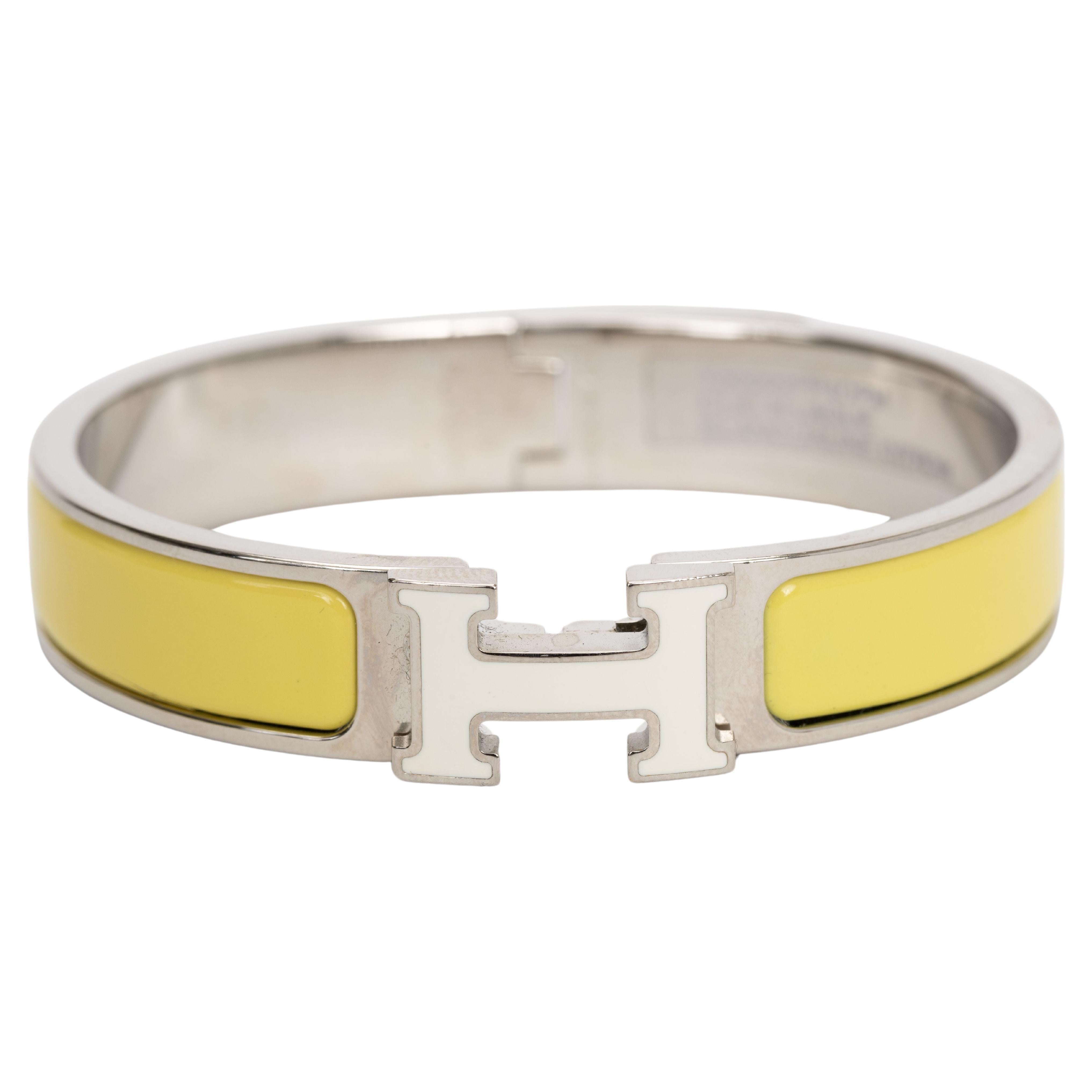 Hermes New 2 Tone Clic H Thin Bracelet en vente
