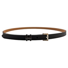 Hermes NEW 2020 Black/Palladium Pop H 15 Leather & Enamel Belt sz 90cm