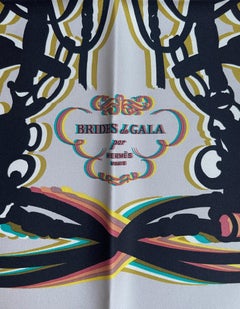 Hermes NEW Beige Ebene Jaune Brides de Gala Shadow Silk Pocket Square Scarf