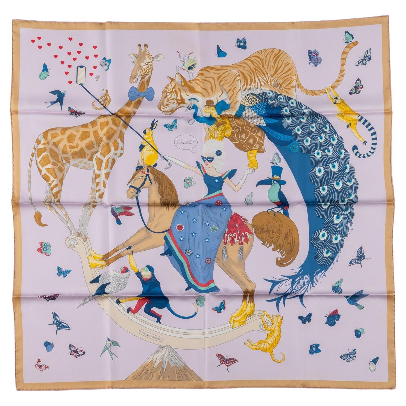 Hermès New  Beige "Story" Scarf For Sale