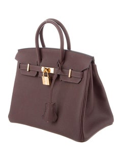 Hermes NEW Birkin 25 Brown Leather Gold Top Handle Satchel Tote Bag in Box