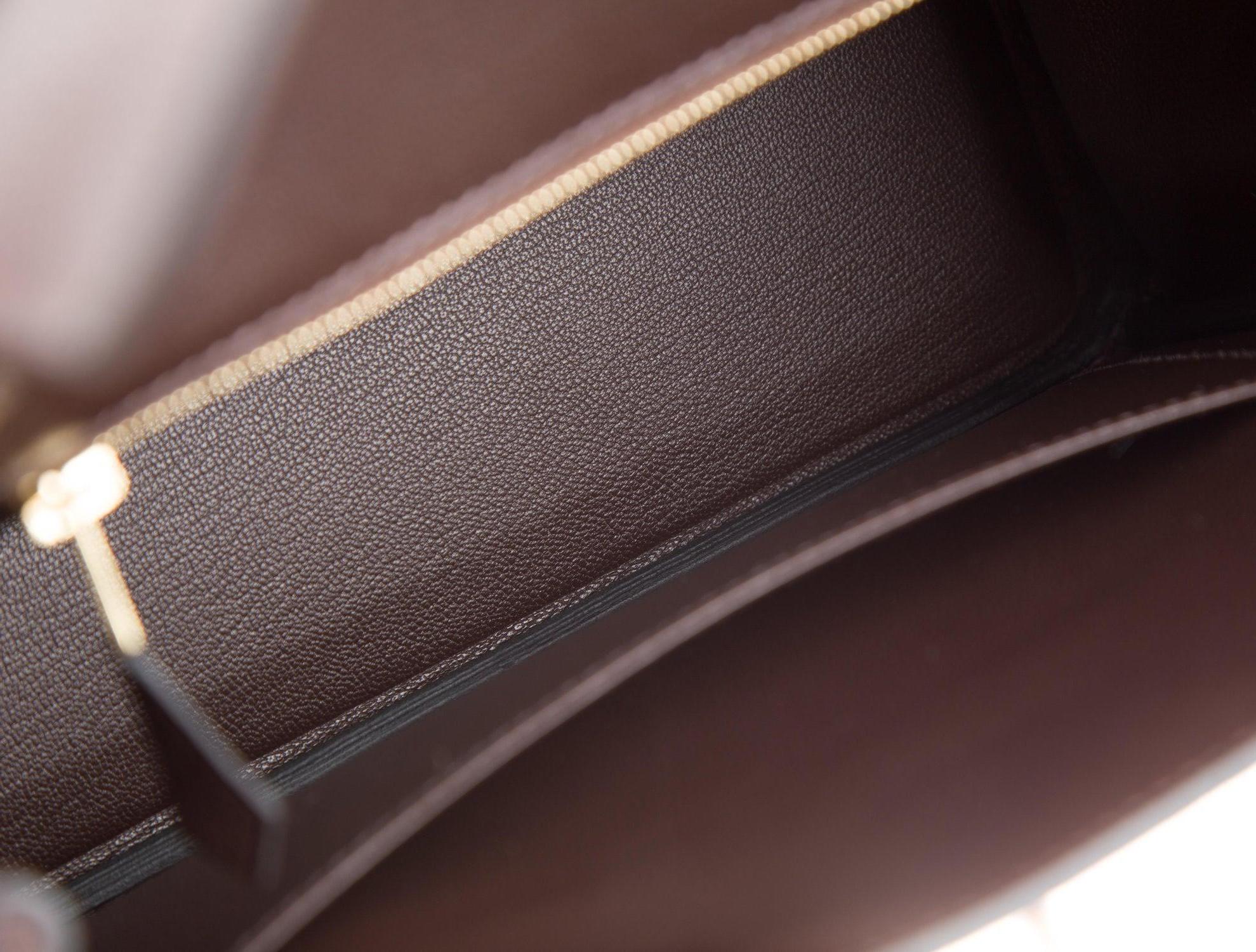 Hermes NEW Birkin 25 Brown Leather Gold Top Handle Satchel Tote Bag in Box 2