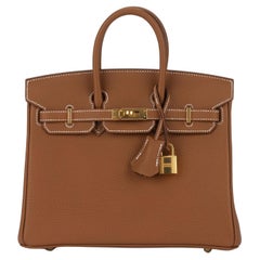 Hermès New Birkin 25 Gold togo Gold Hrdw