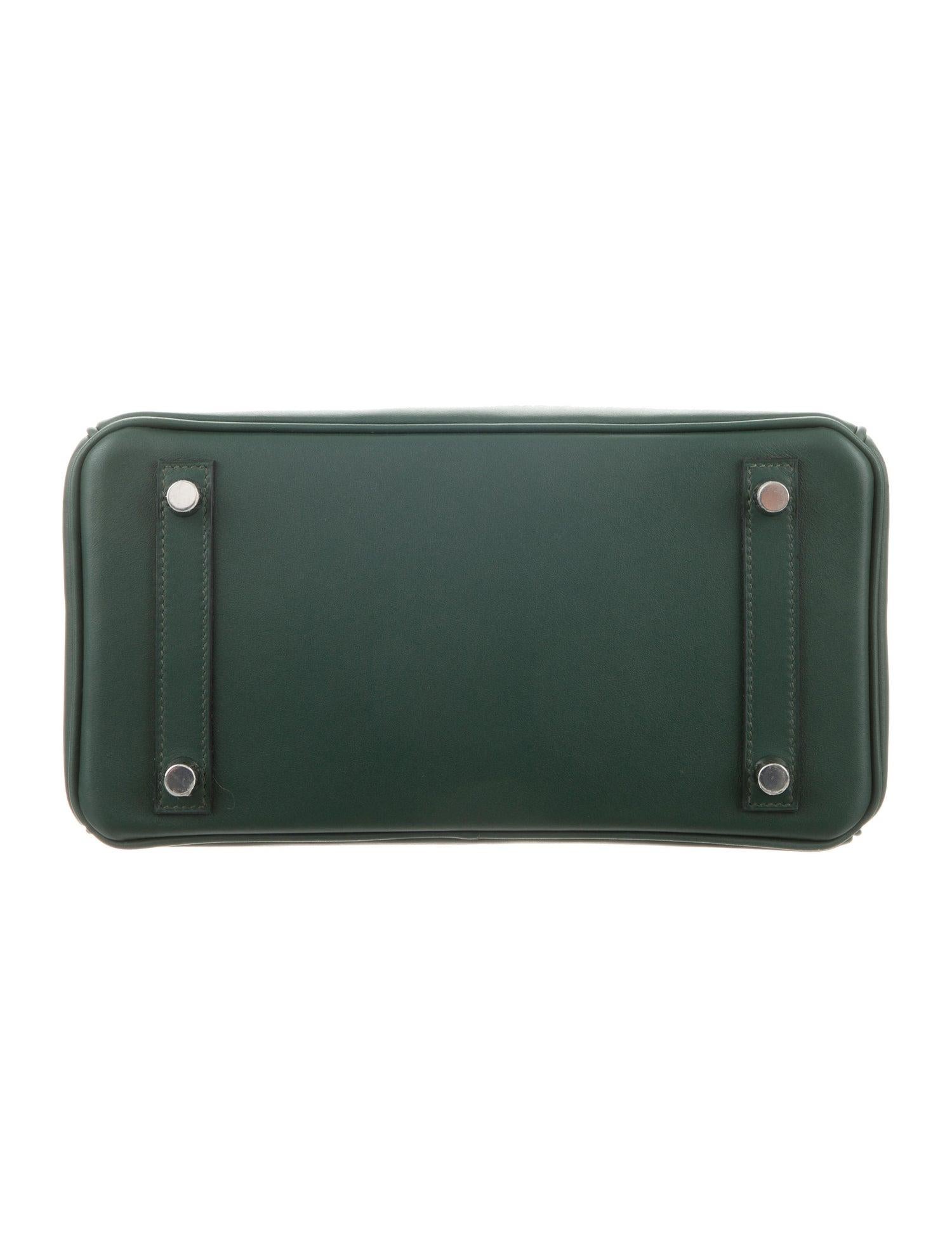 Women's Hermes NEW Birkin 25 Green Leather Top Handle Tote Satchel Shoulder Bag in Box