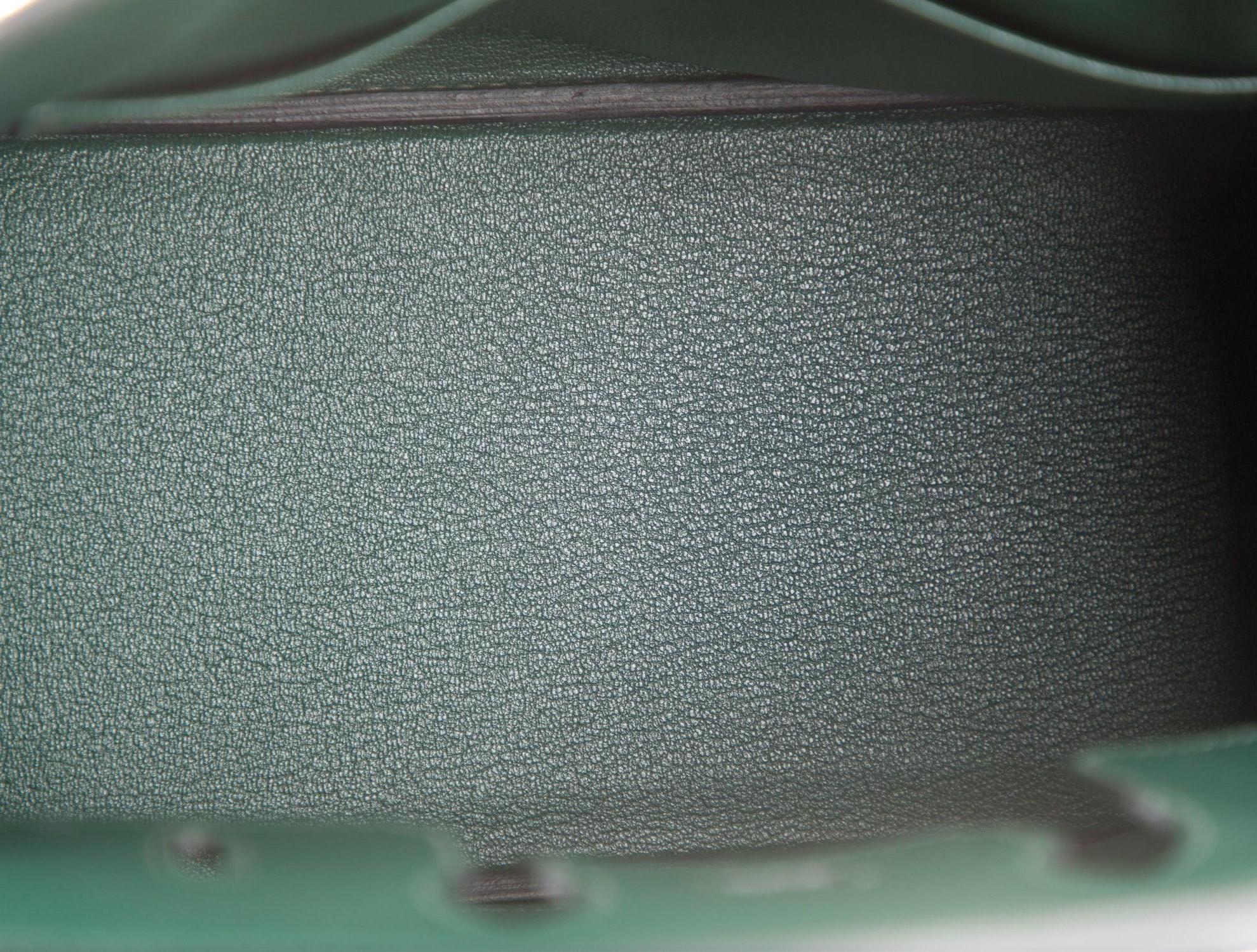 Hermes NEW Birkin 25 Green Leather Top Handle Tote Satchel Shoulder Bag in Box 1