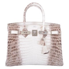 Hermes NEW Birkin 25 Himalayan Croc Exotic Top Handle Satchel Tote Bag in Box