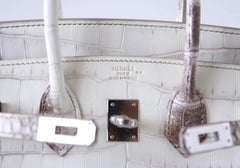Hermes NEW Birkin 25 Himalayan Croc Exotic Top Handle Satchel Tote Bag in Box
