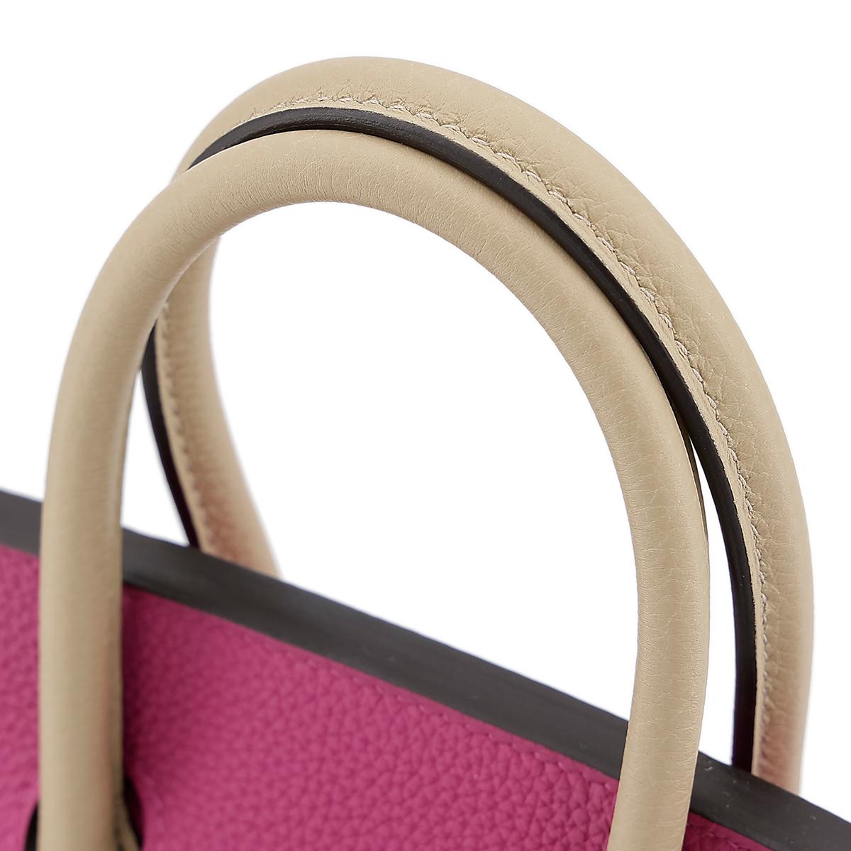 HERMÈS NEW Birkin 25 Horseshoe Special Order Pink Taupe Gold Top Handle Tote Bag 1