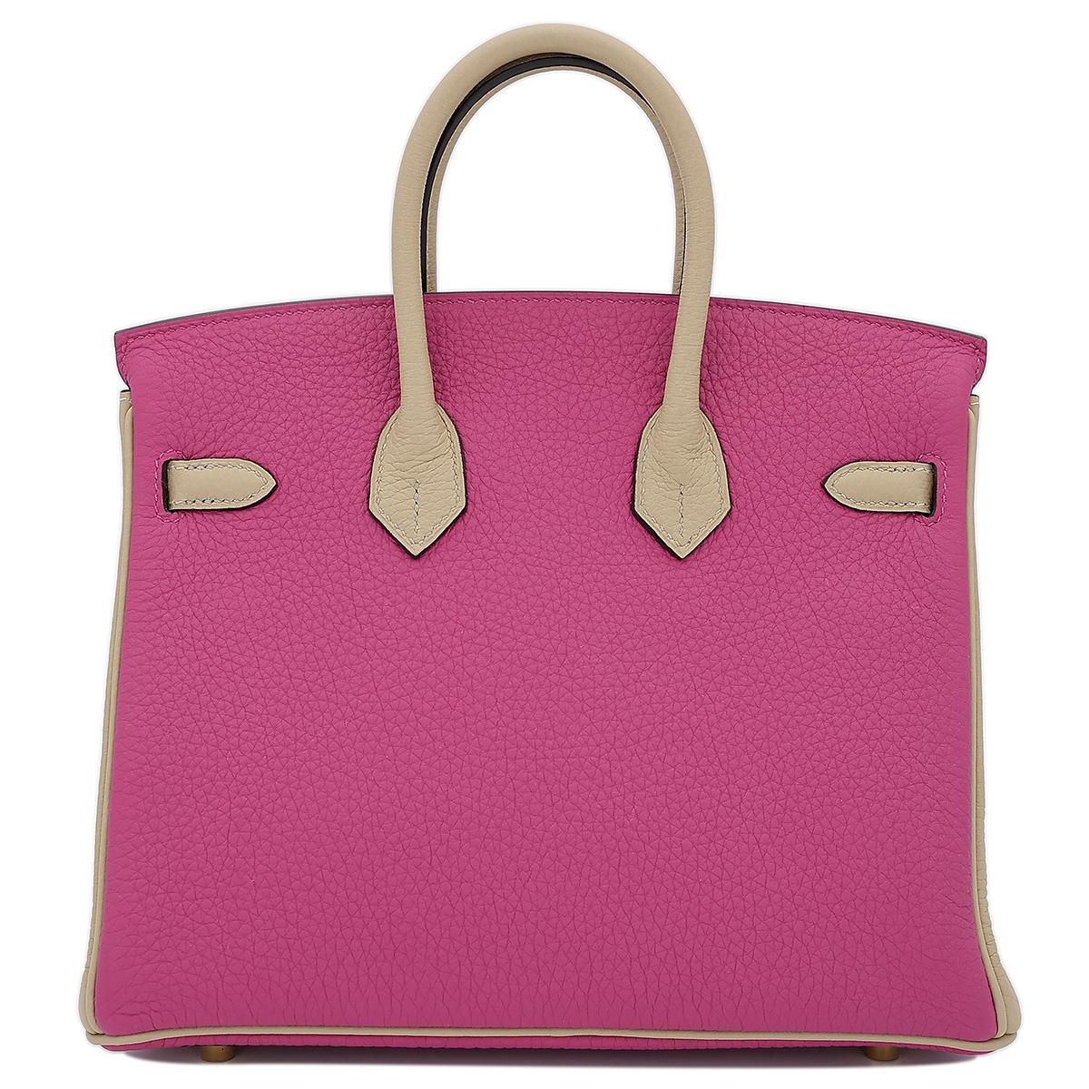 HERMÈS NEW Birkin 25 Horseshoe Special Order Pink Taupe Gold Top Handle Tote Bag 2