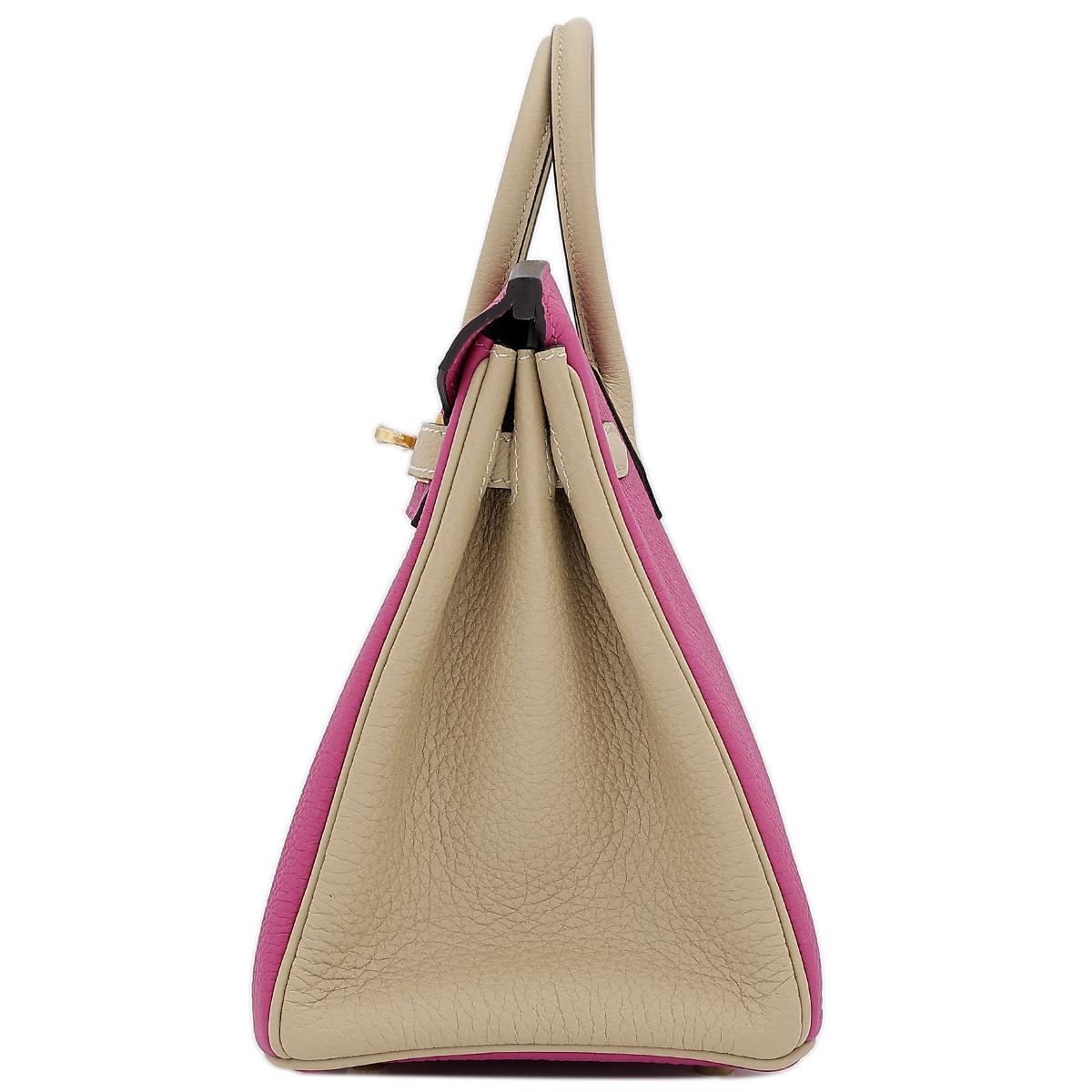 HERMÈS NEW Birkin 25 Horseshoe Special Order Pink Taupe Gold Top Handle Tote Bag 3
