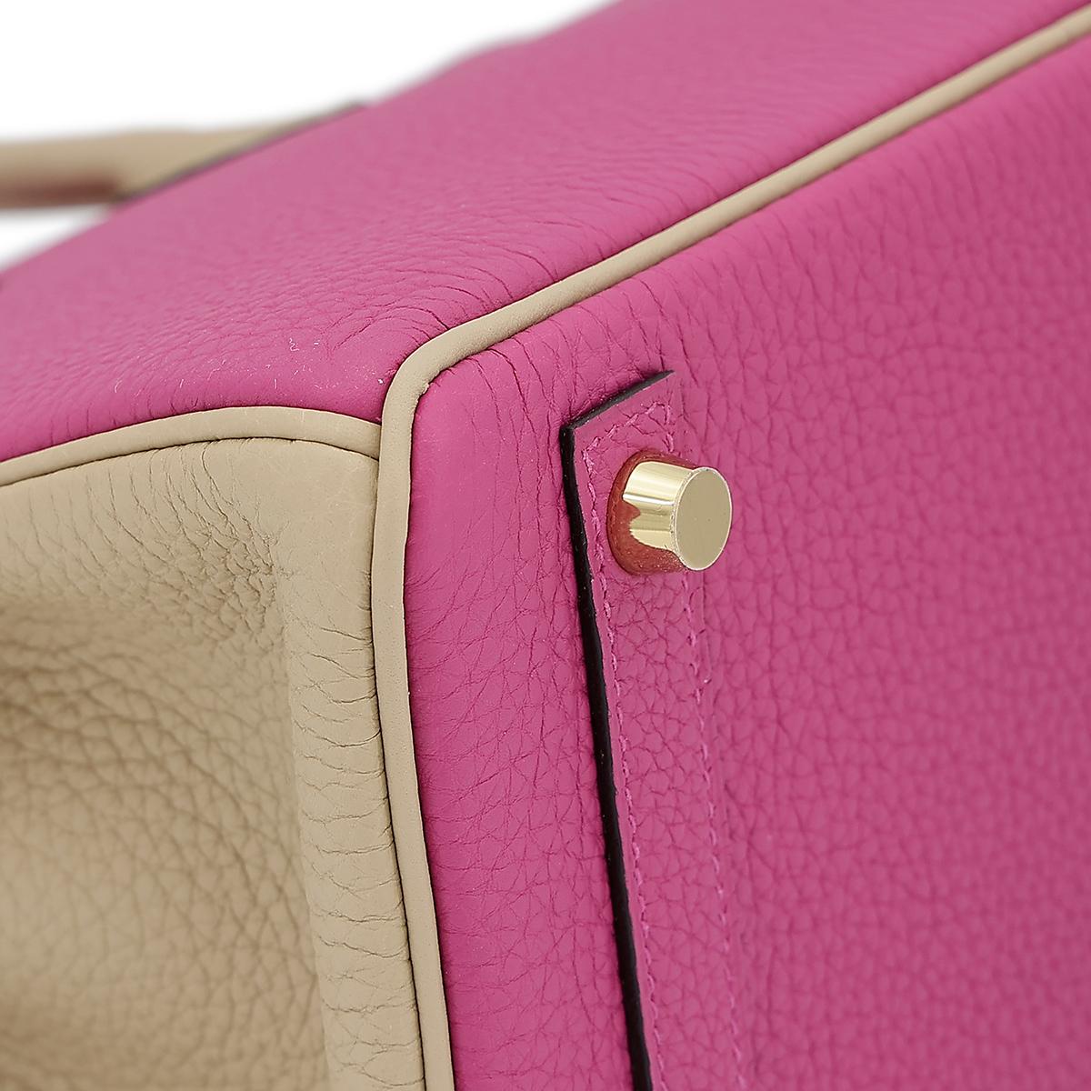 HERMÈS NEW Birkin 25 Horseshoe Special Order Pink Taupe Gold Top Handle Tote Bag 1