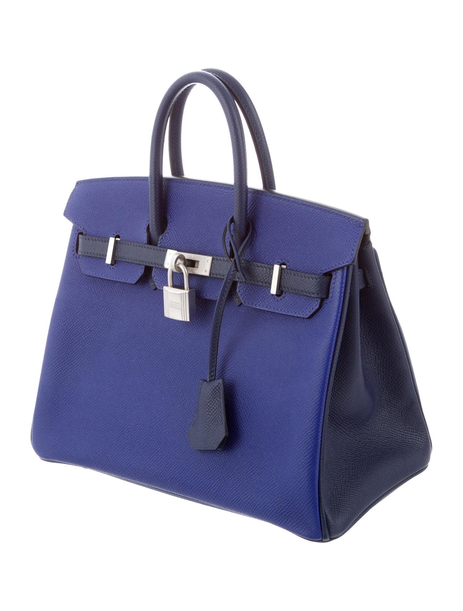 Women's Hermes NEW Birkin 25 Limited Ed. Blue Palladium Top Handle Tote Shoulder Bag
