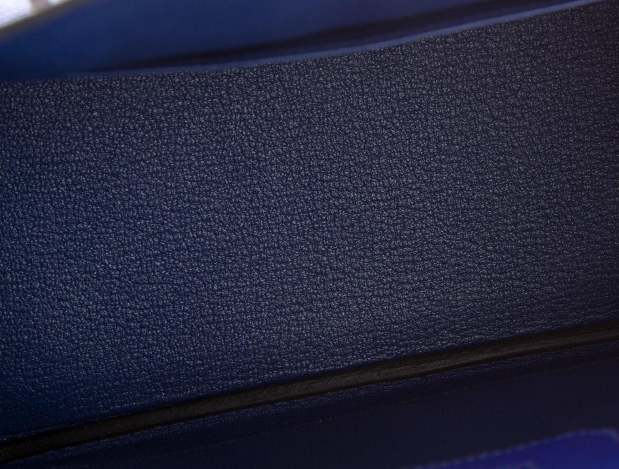 Hermes NEW Birkin 25 Limited Ed. Blue Palladium Top Handle Tote Shoulder Bag 2
