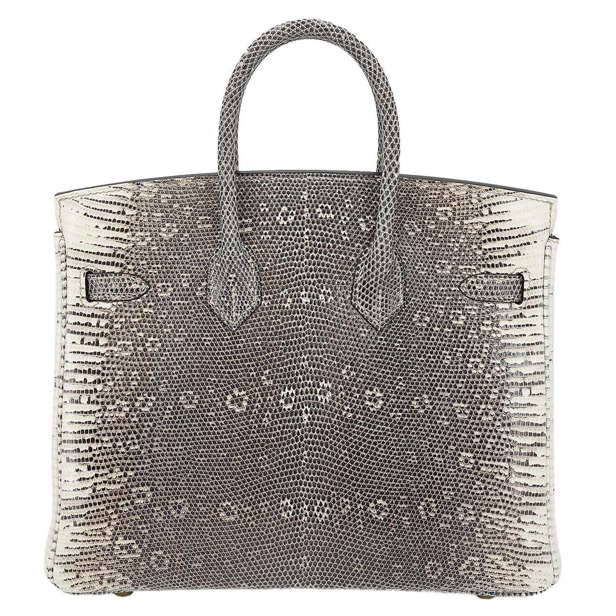 HERMES NEW Birkin 25 Ombre Lizard Exotic Skin Gold HW Top Handle