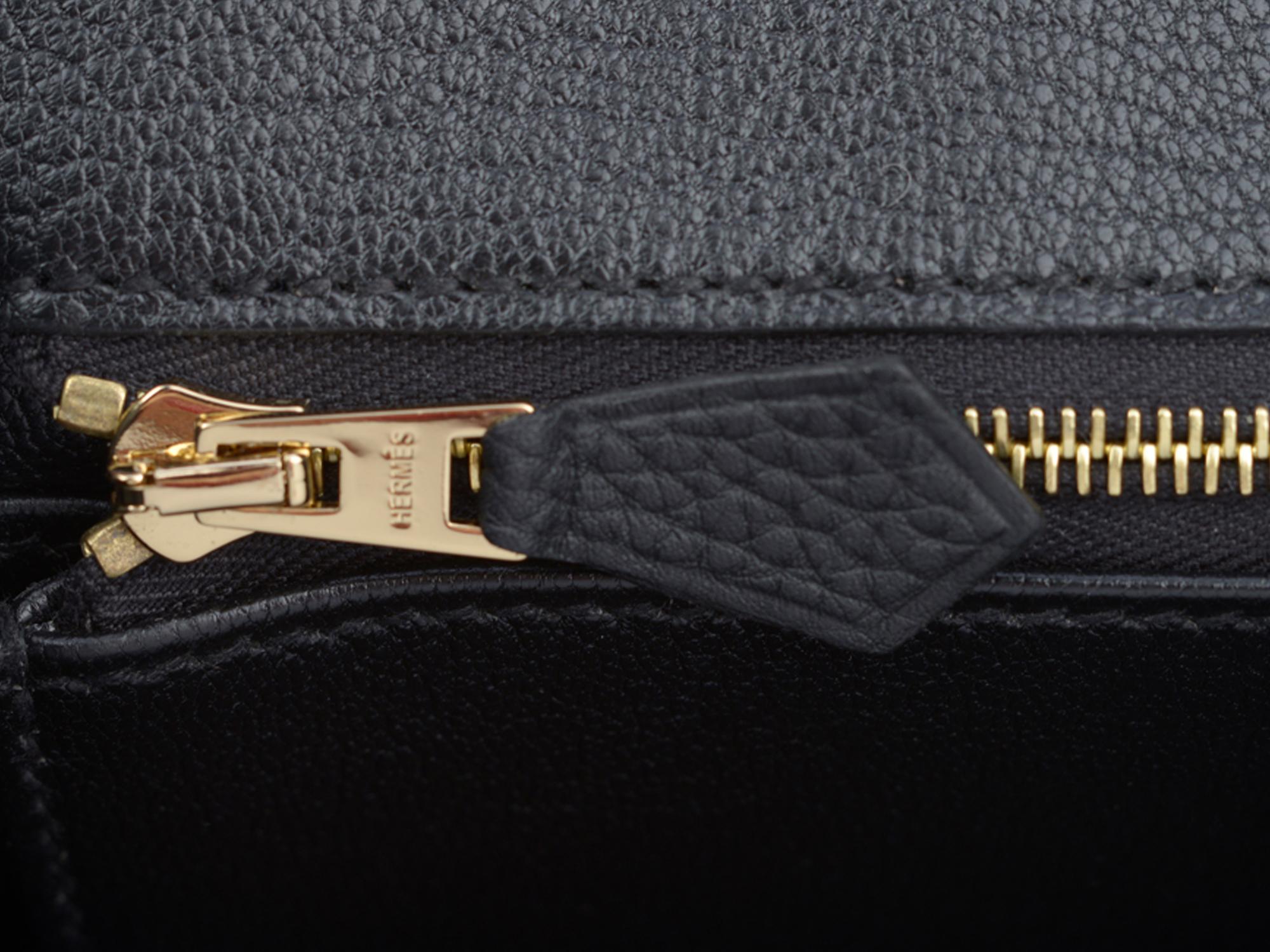 Hermès NEW Birkin 25 Togo Black Gold For Sale 7