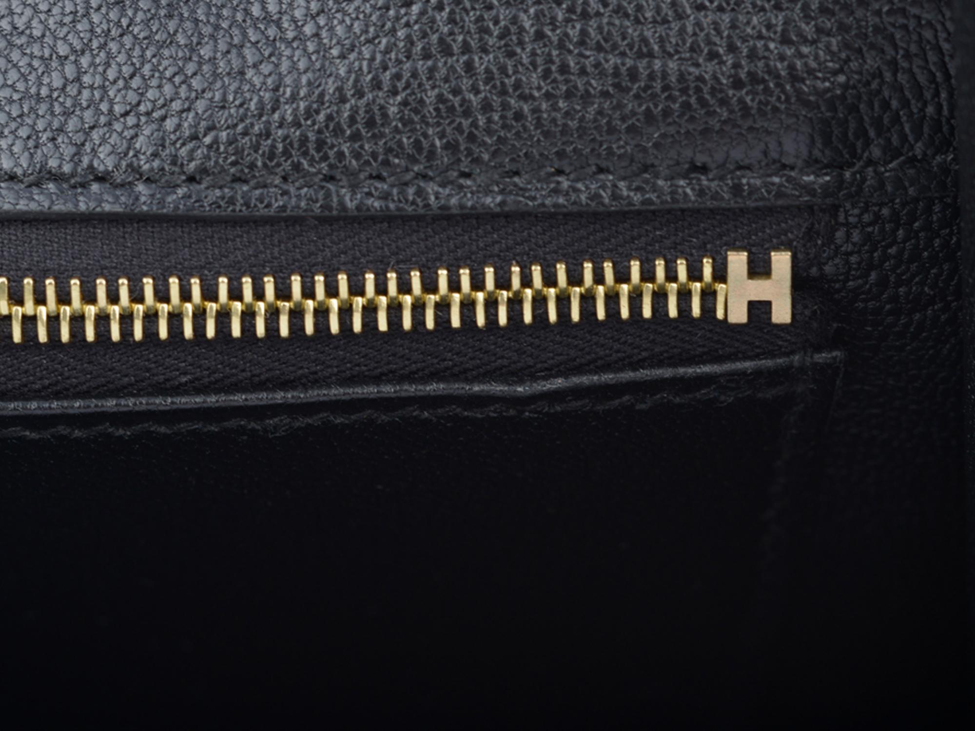 Hermès NEW Birkin 25 Togo Black Gold For Sale 8