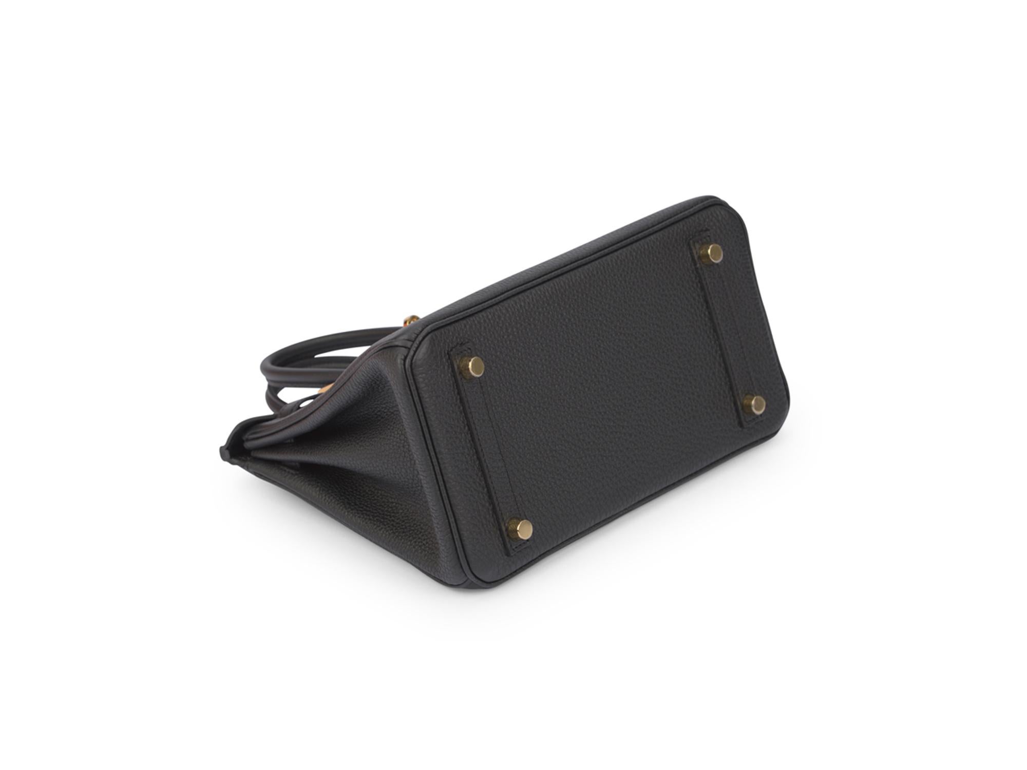 Hermès NEW Birkin 25 Togo Black Gold For Sale 3
