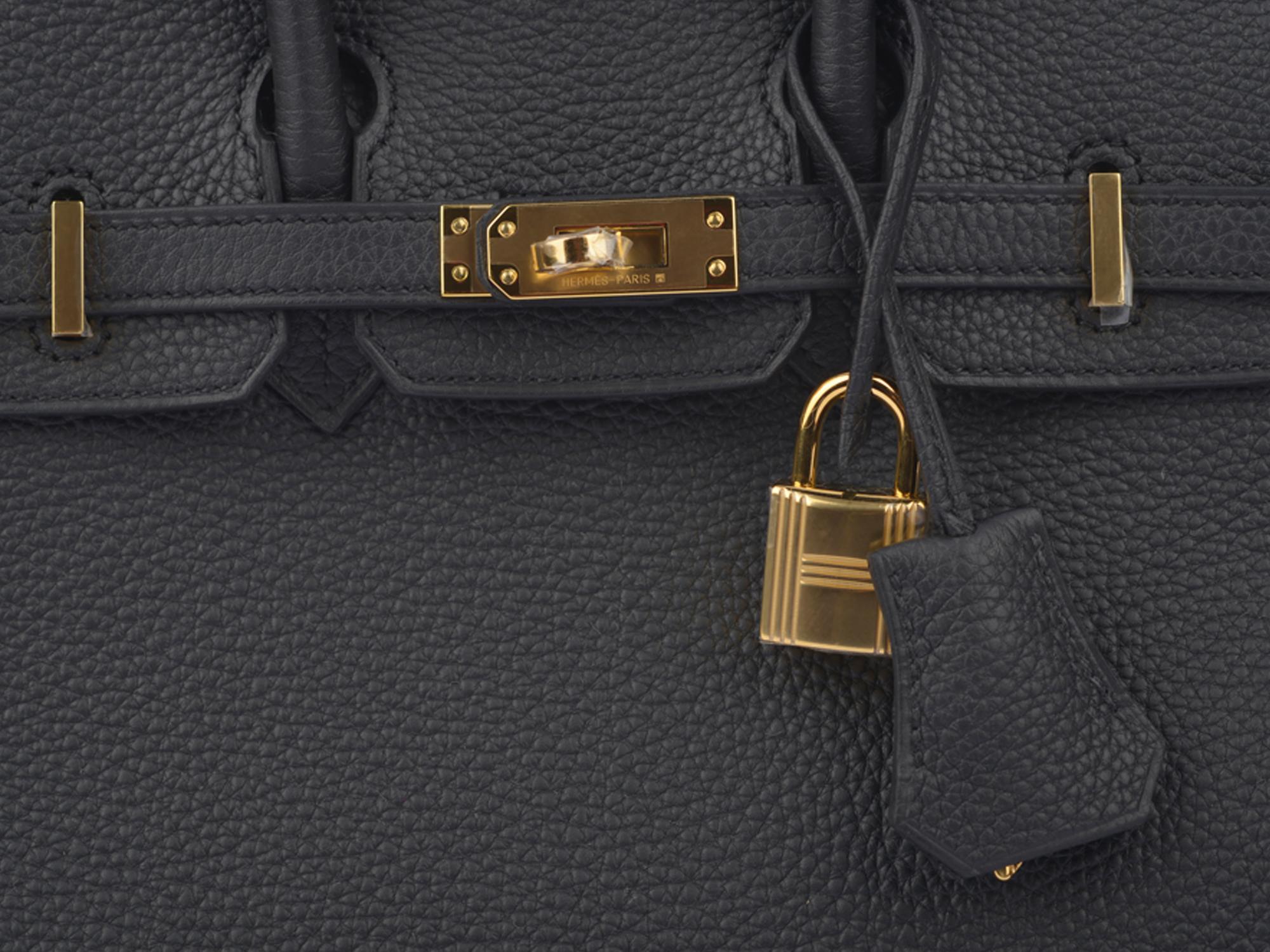 Hermès NEW Birkin 25 Togo Black Gold For Sale 4