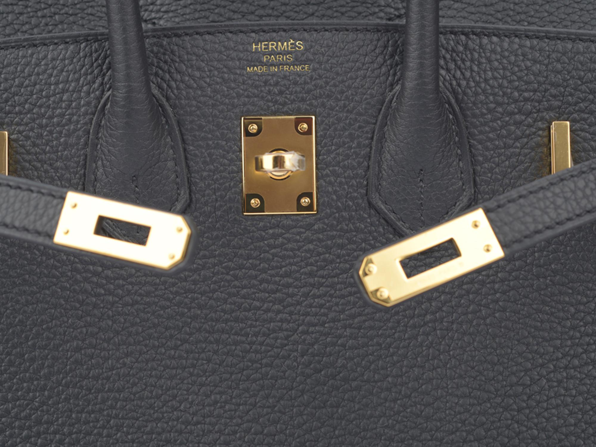 Hermès NEW Birkin 25 Togo Black Gold For Sale 5