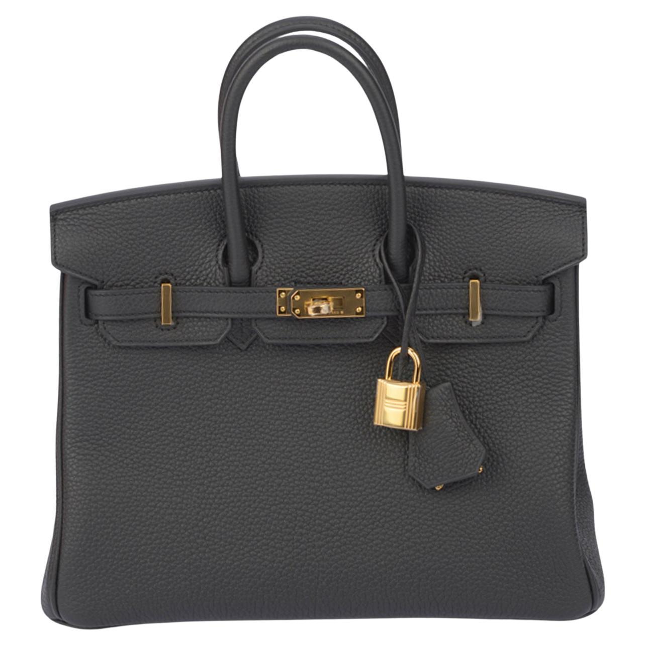 Hermès NEW Birkin 25 Togo Black Gold