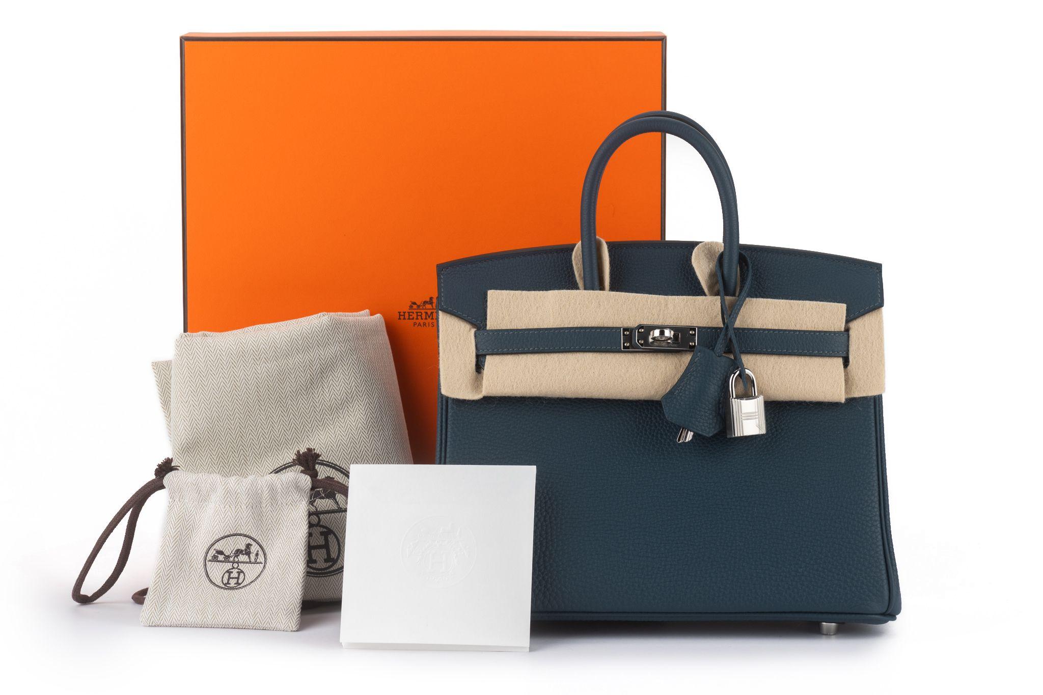 Hermès NEW Birkin 25 Togo Blue De Prusse For Sale 10