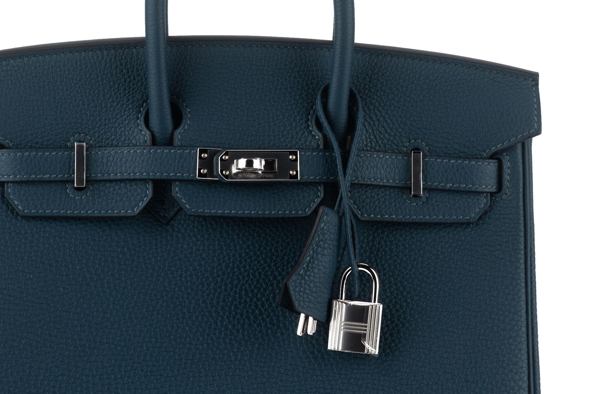 Hermès NEW Birkin 25 Togo Blue De Prusse For Sale 2