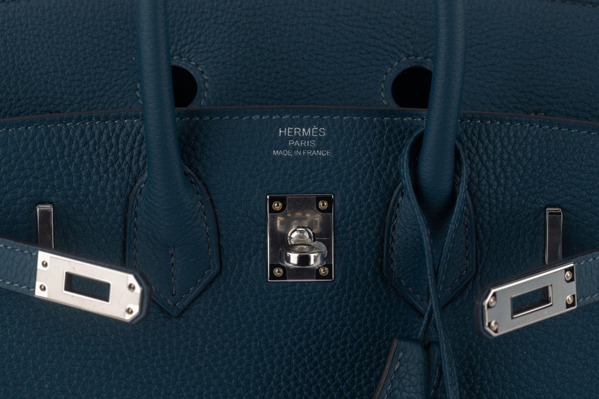 Hermès NEW Birkin 25 Togo Blue De Prusse For Sale 5