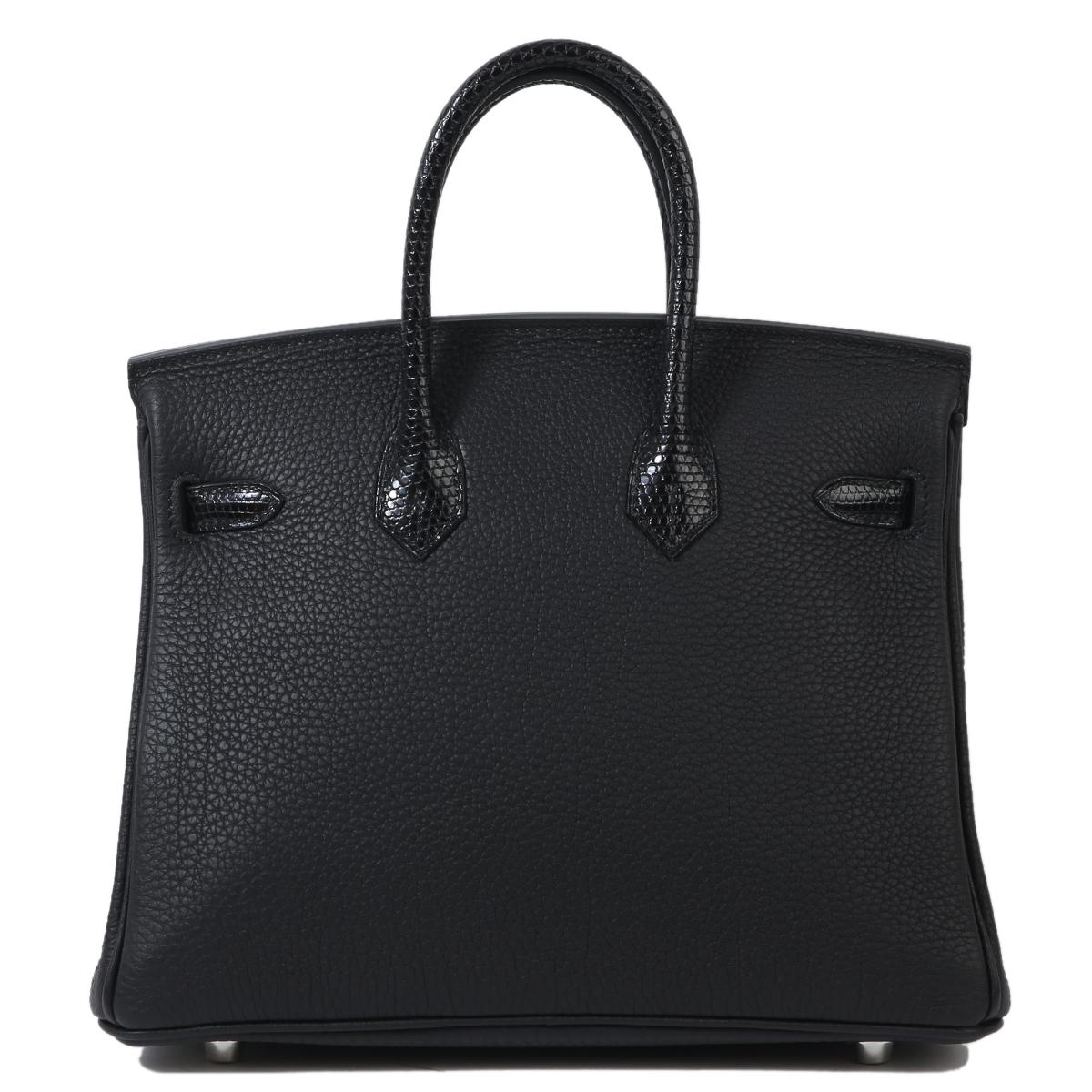 HERMÈS NEW Birkin 25 Touch Black Lizard Exotic Togo Leather Top Handle Tote Bag 1