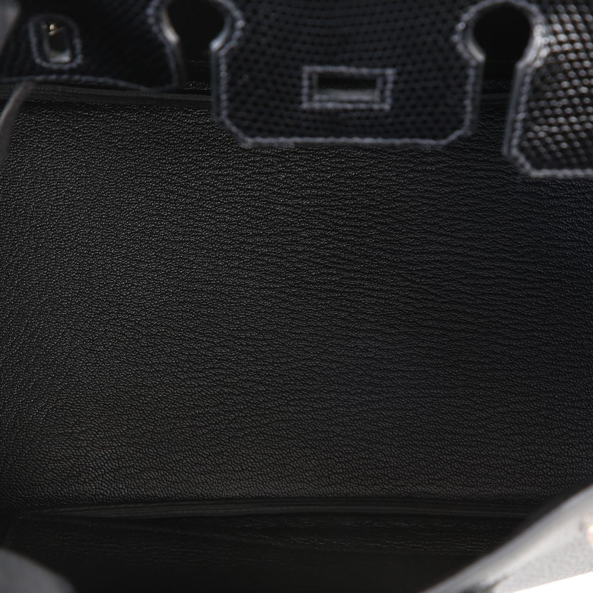 HERMÈS NEW Birkin 25 Touch Black Lizard Exotic Togo Leather Top Handle Tote Bag 3