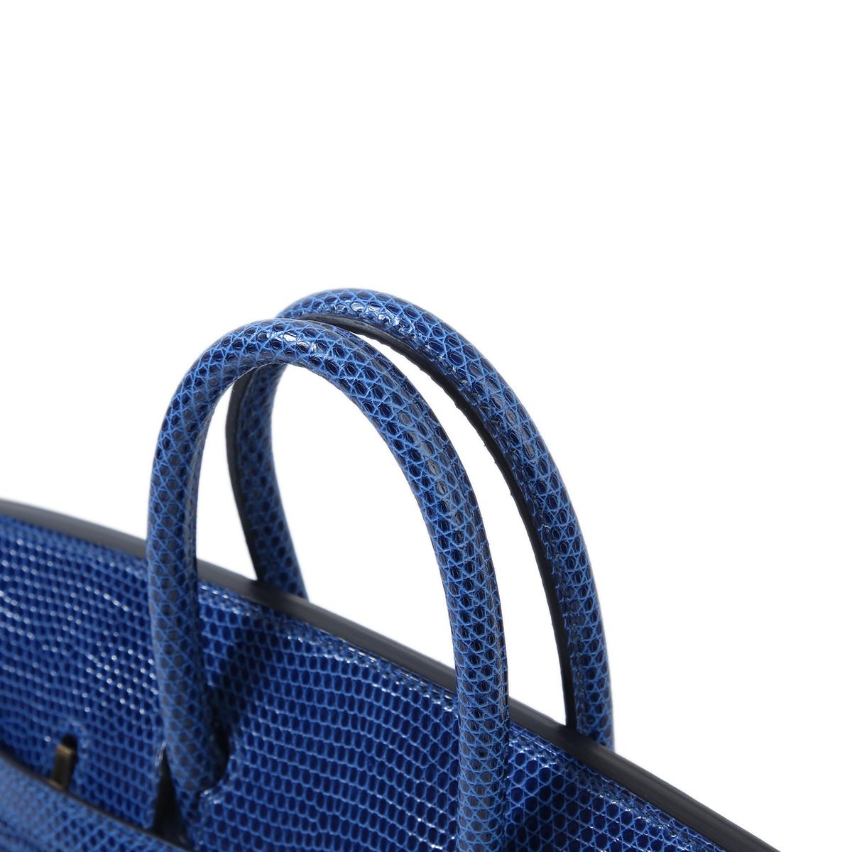 Women's HERMÈS NEW Birkin 25 Touch Blue Lizard Exotic Togo Leather Top Handle Tote Bag