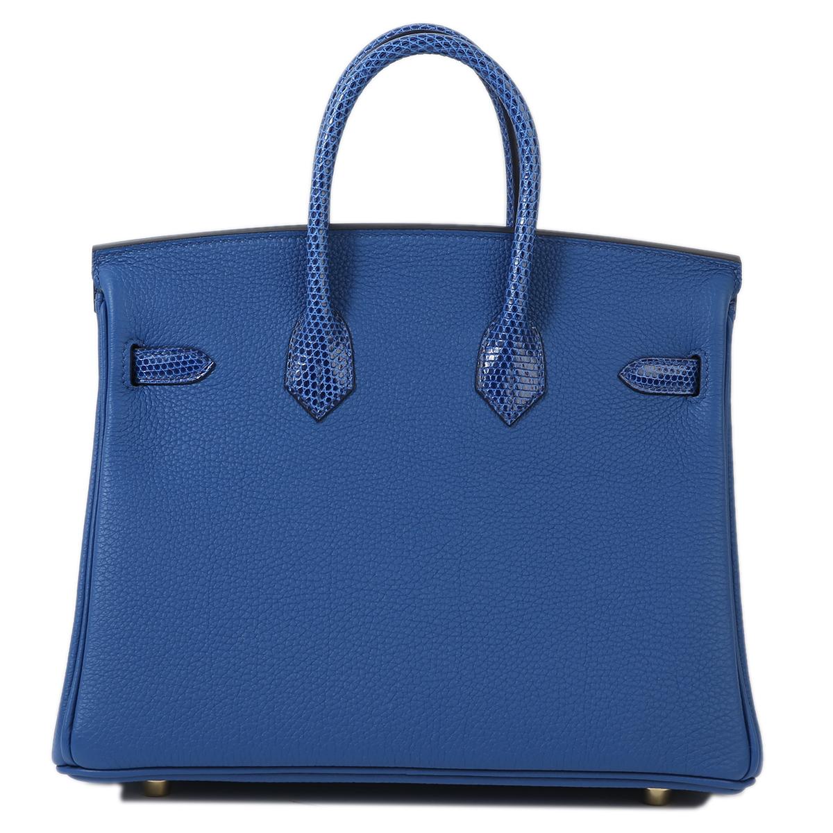 HERMÈS NEW Birkin 25 Touch Blue Lizard Exotic Togo Leather Top Handle Tote Bag 1