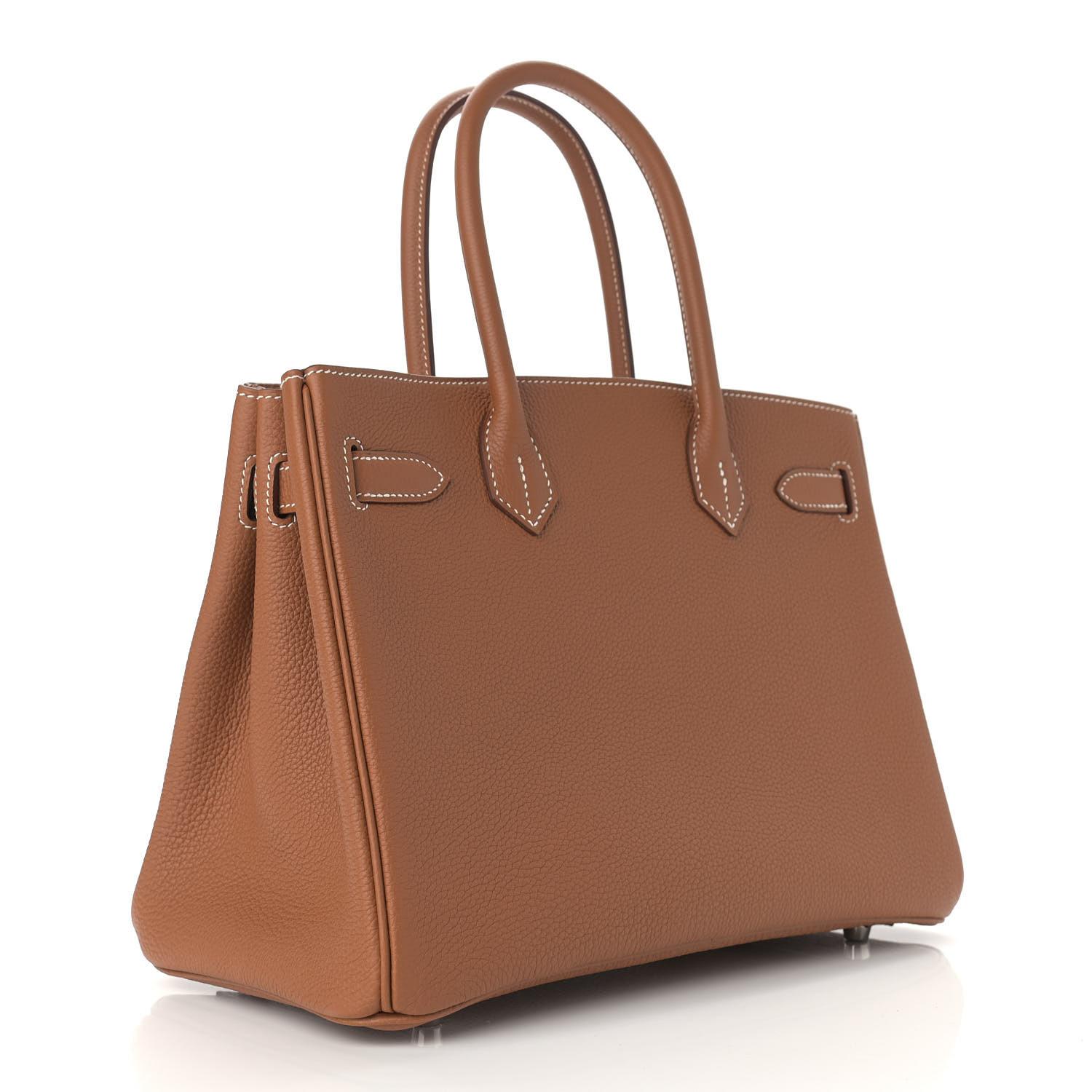 Donna HERMES NUOVA Birkin 30 3 pezzi Cognac Togo Pelle Palladium Top Handle Borsa Tote in vendita