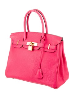 Hermes NEW Birkin 30 Aqua Blue Leather Gold Top Handle Satchel Tote Bag