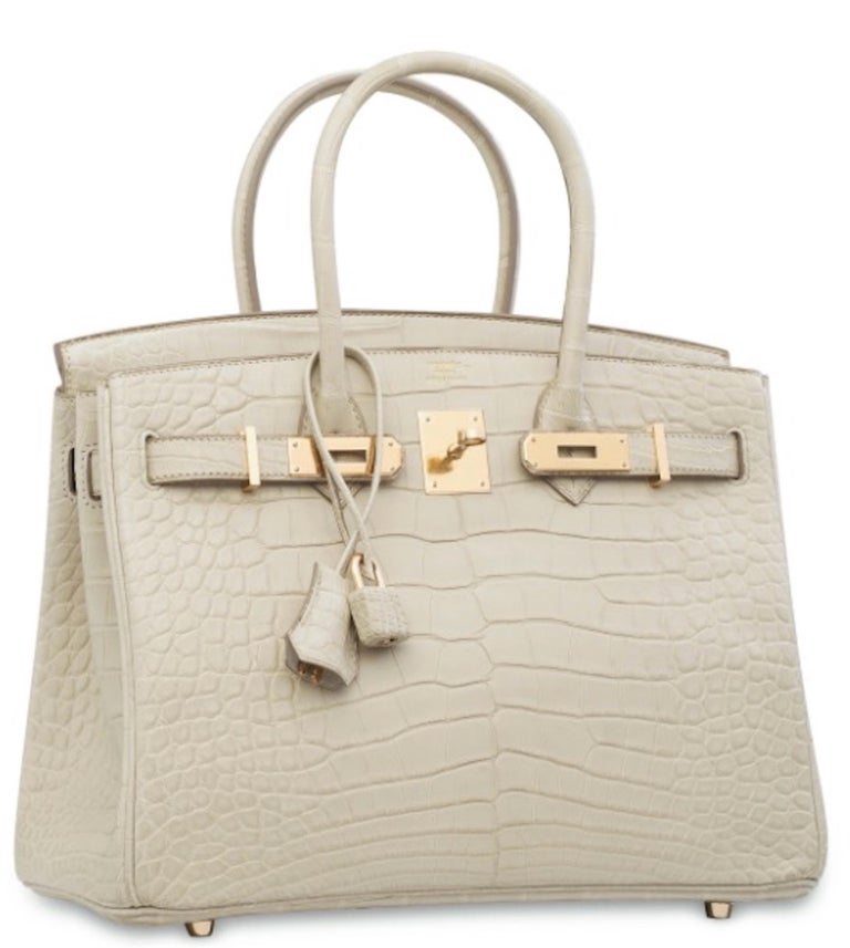 Hermes NEW Birkin 30 Cream Ivory Crocodile Exotic Top Handle Satchel