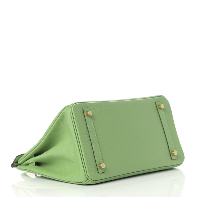 Birkin 30 leather handbag Hermès Green in Leather - 22292855