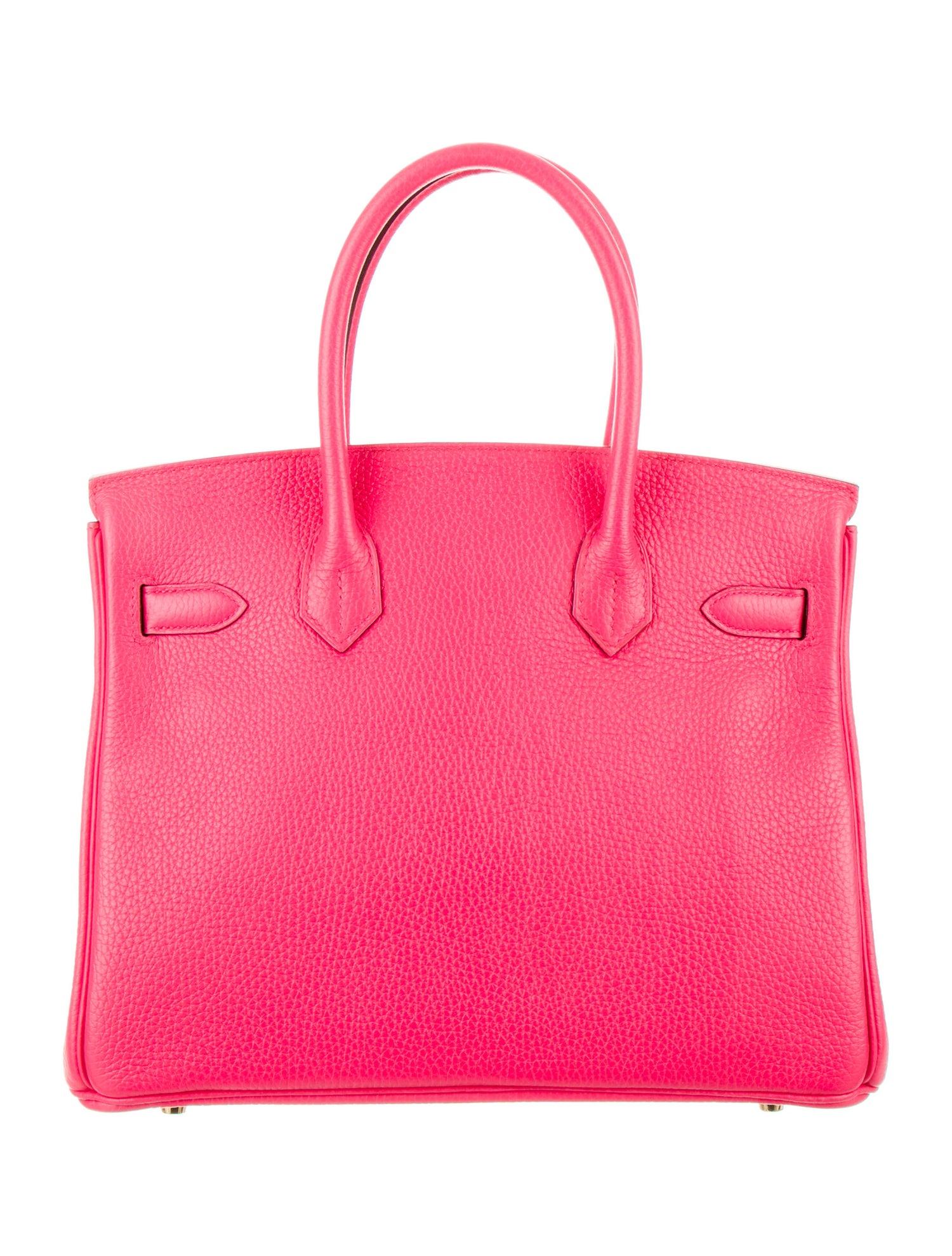 Women's Hermes NEW Birkin 30 Pink Leather Gold Top Handle Satchel Tote Bag 