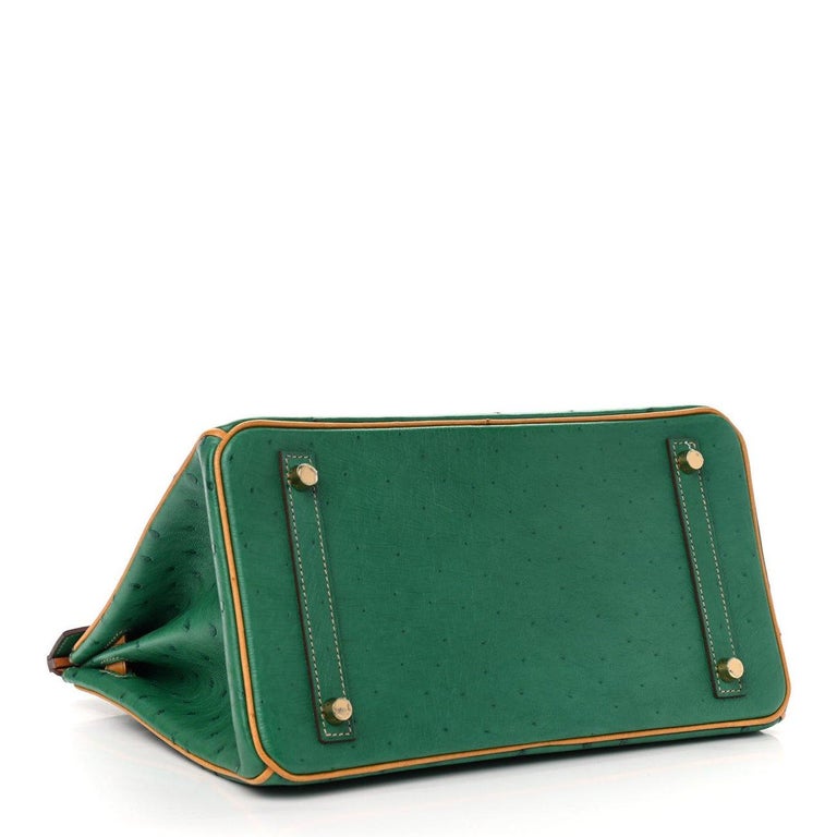 Hermès Ostrich Birkin 40 - Green Handle Bags, Handbags - HER457649