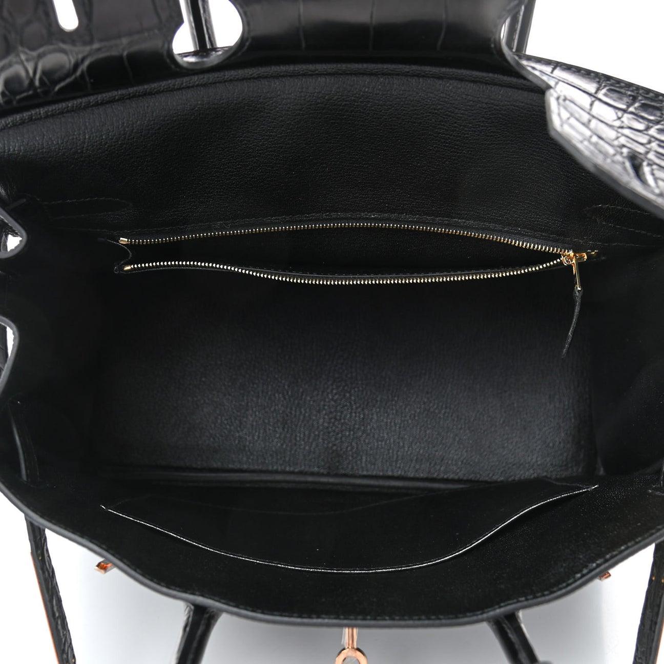 HERMES NEW Birkin 30 Touch Alligator Exotic Black Rose Gold Tote Bag 1