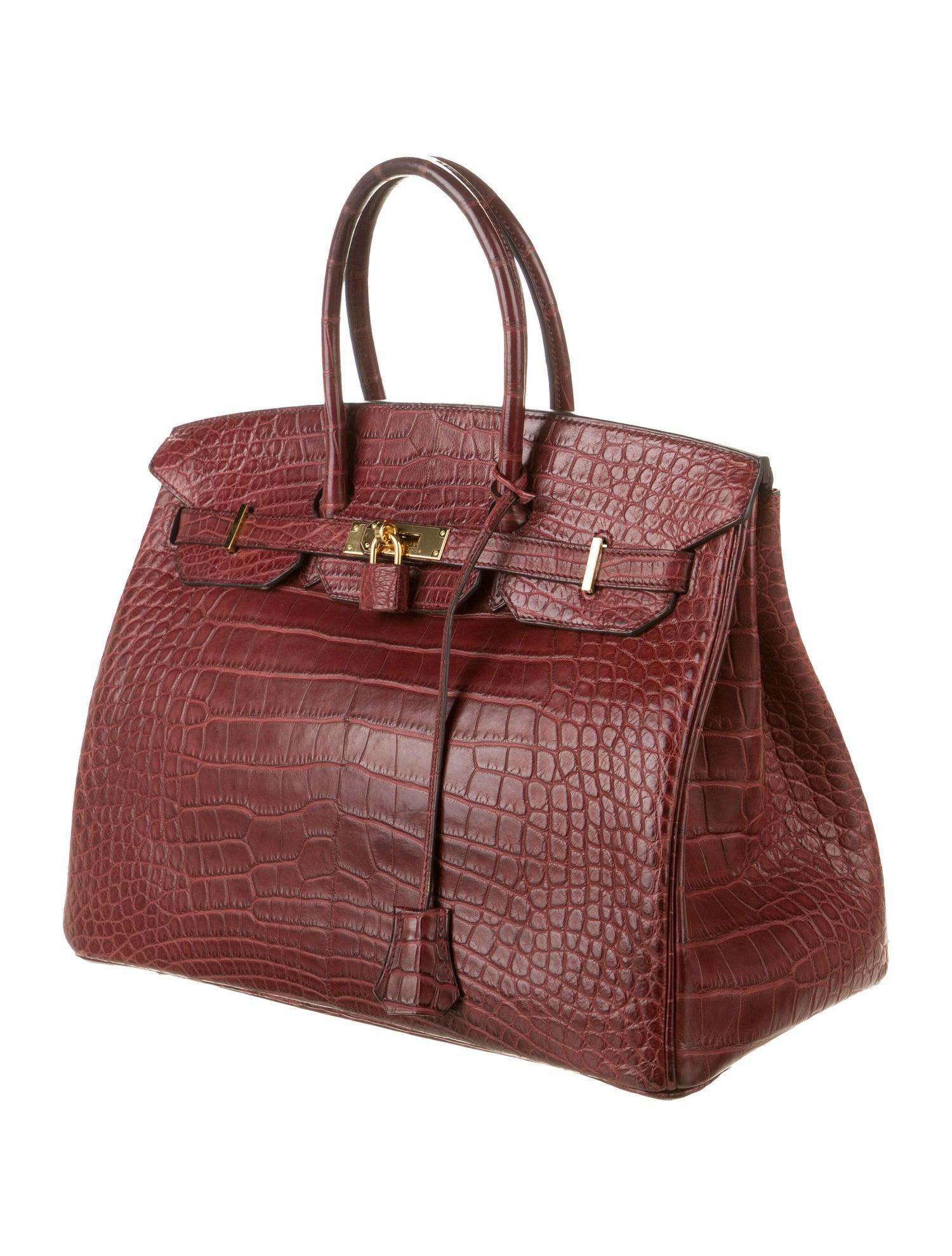 Our Newest Hermes Birkin Has Arrived.   

Featuring matte exotic alligator skin leather, this Hermes Birkin 35 is one of the most coveted Birkin from the French fashion house. Featuring stunning gold hardware, it’s a strikingly beautiful status