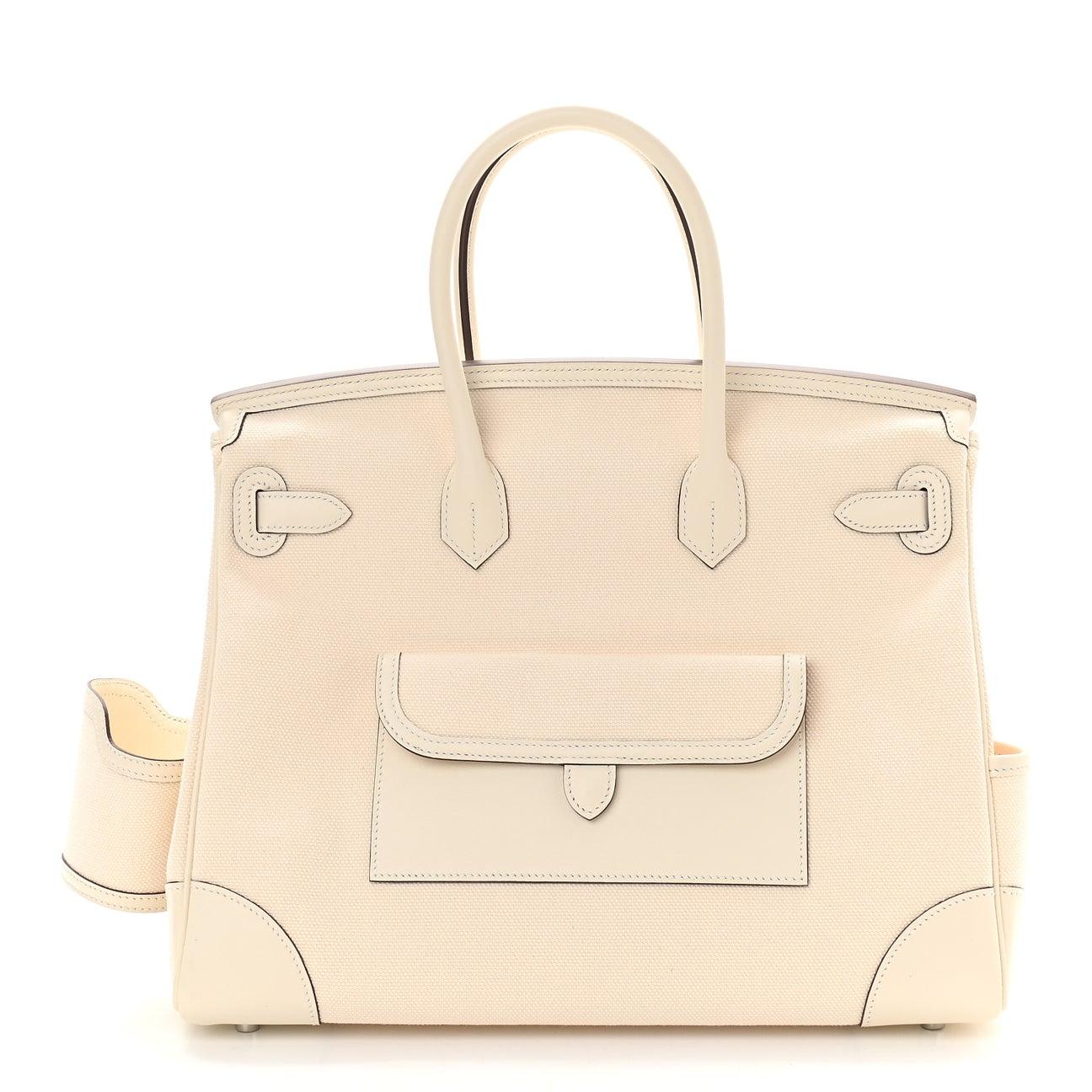 Birkin cargo cloth handbag Hermès White in Cloth - 26008835