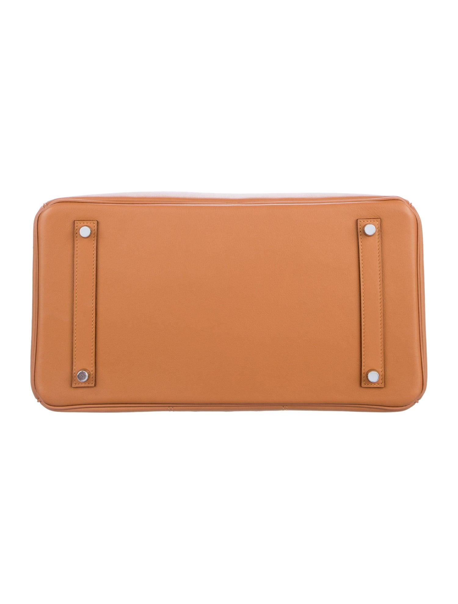 Orange Hermes NEW Birkin 35 Cognac Checker Leather Top Handle Satchel Tote Bag in Box 